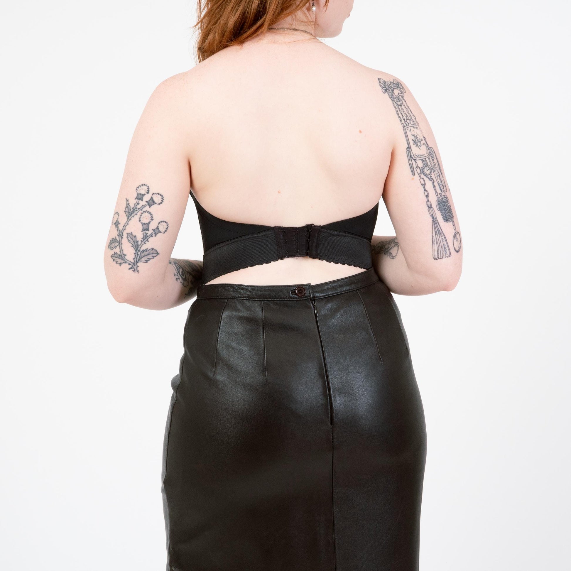 Vintage 80s Black Satin Bustier - 36B | Strapless Corset Longline Bra Pin Up Lingerie Top