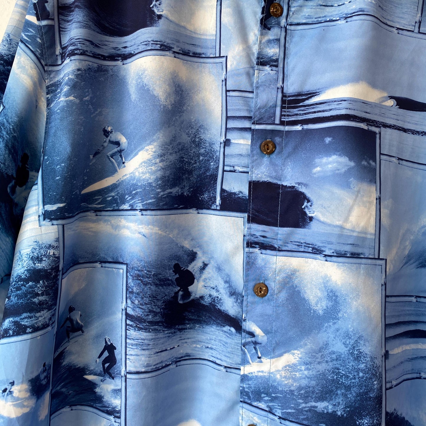 Vintage 90s Surfer Photoprint Collared Shirt - Extra Large | Redsand All Over Print Blue Button Up Top