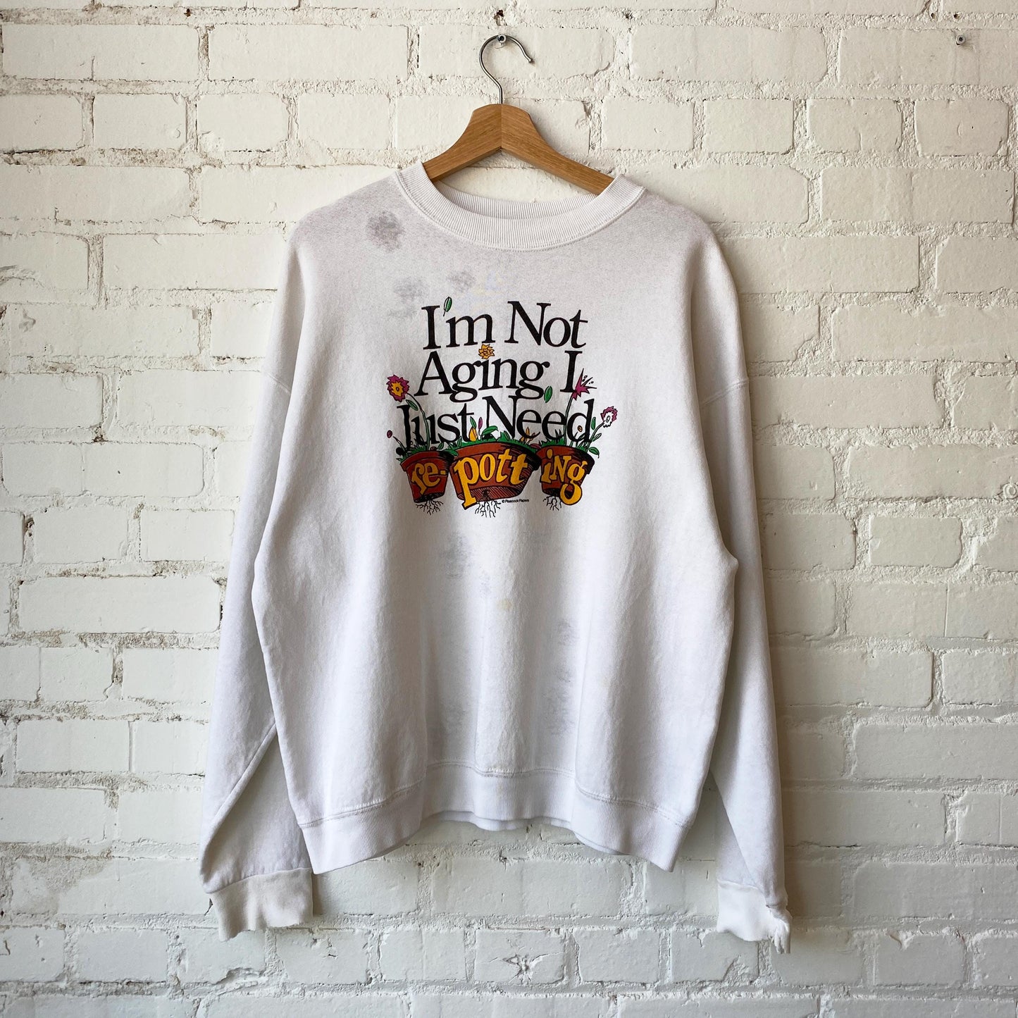 Vintage 90s "I'm Not Aging, I Just Need Re-potting" Sweatshirt - Extra Large | Gardening Plant Lover Graphic Crewneck
