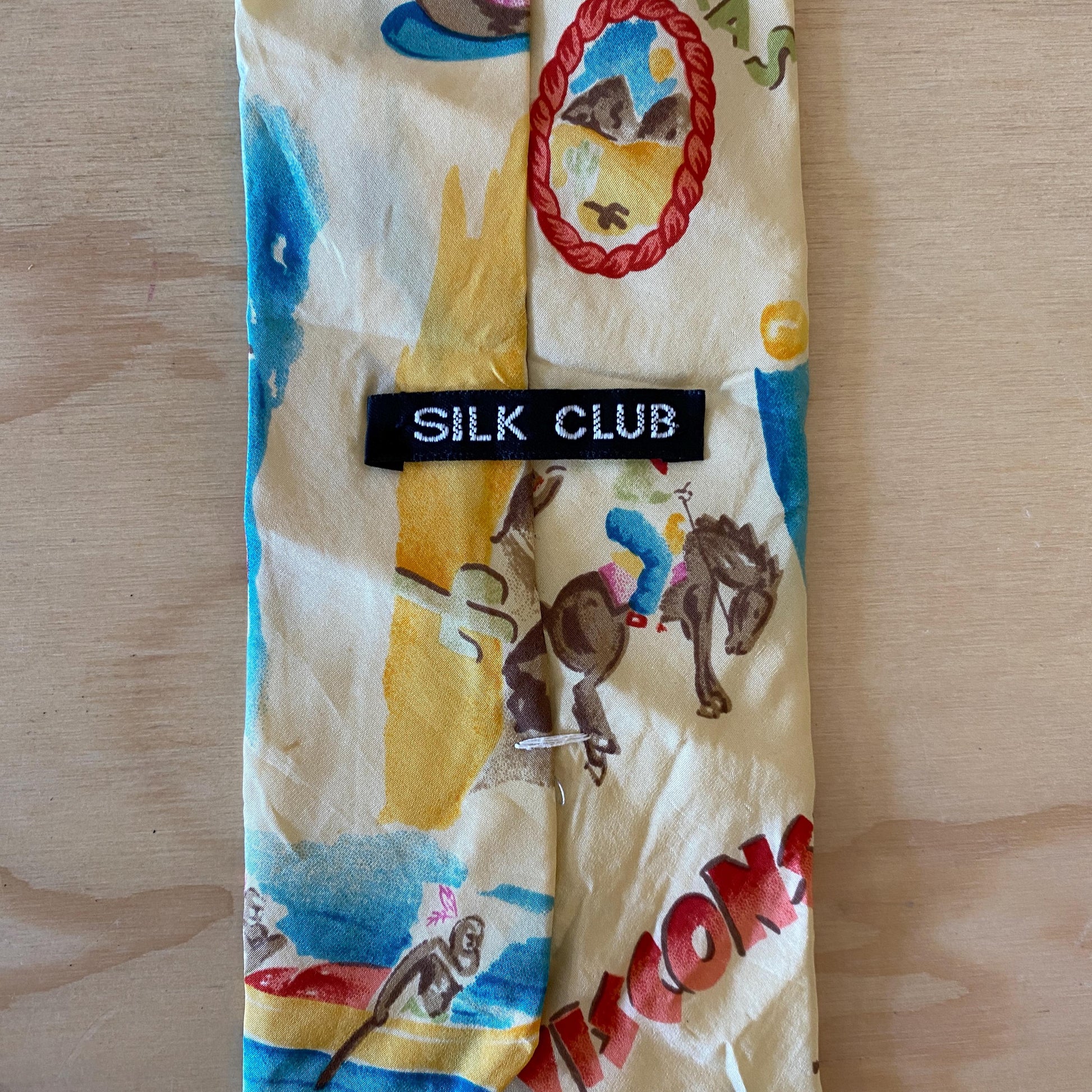 Vintage 90s Texas Cowboy Print Silk Necktie