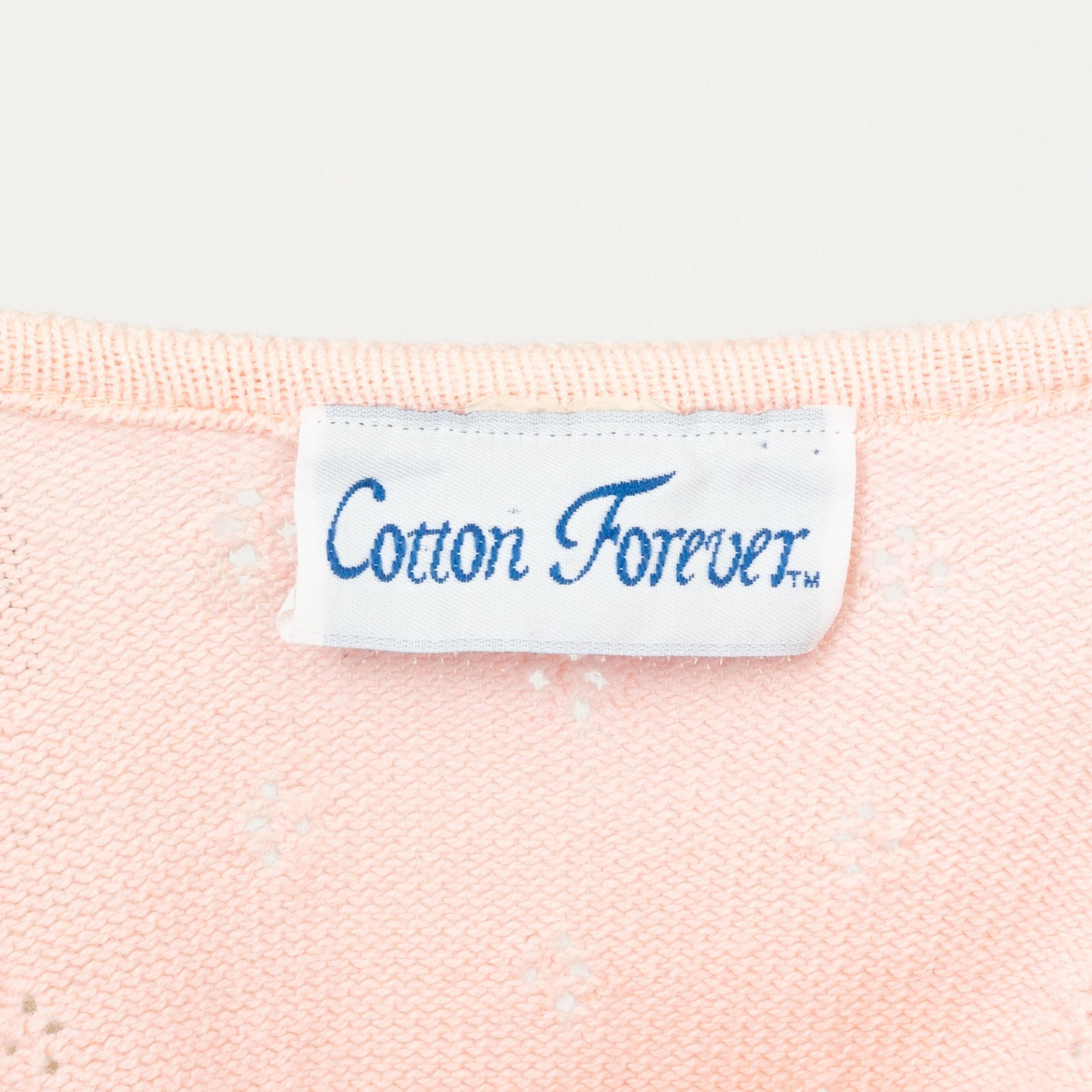 Vintage 80s Baby Pink Eyelet Knit Top - Medium | Retro Short Sleeve Sweater
