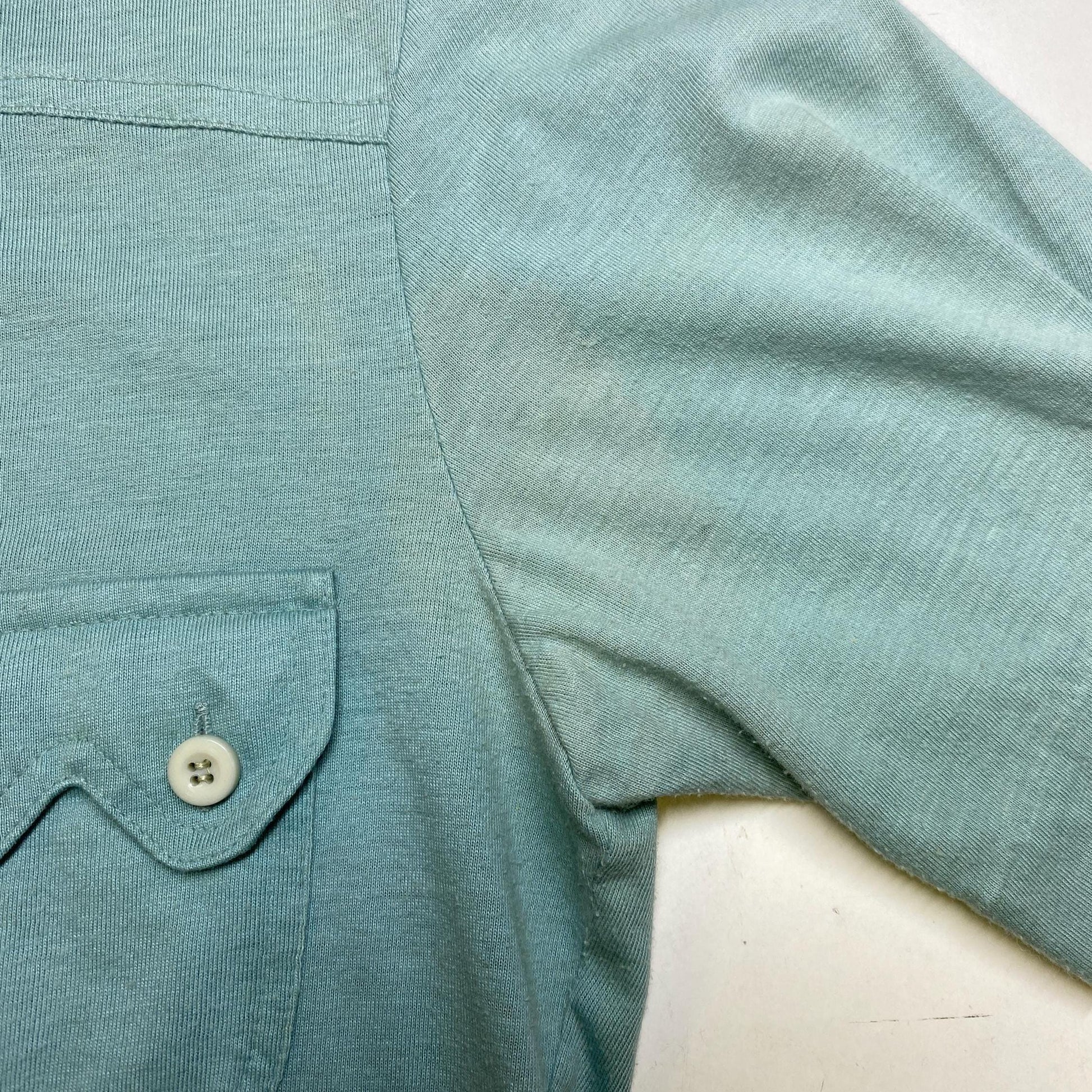 Vintage 70s Mint Green Dagger Collar Shirt - XS to Small | Retro Short Sleeve Collared Top