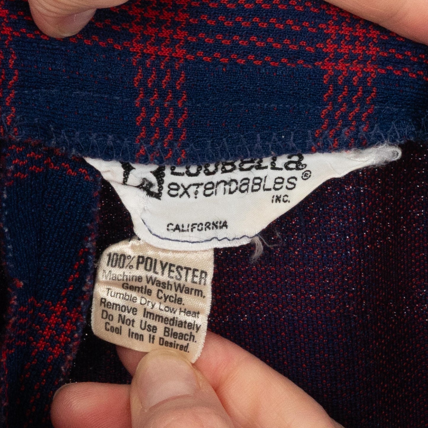 Vintage 70s Navy Blue & Red Plaid Flared Pants - Medium, 28" Waist | Retro High Waisted Trousers