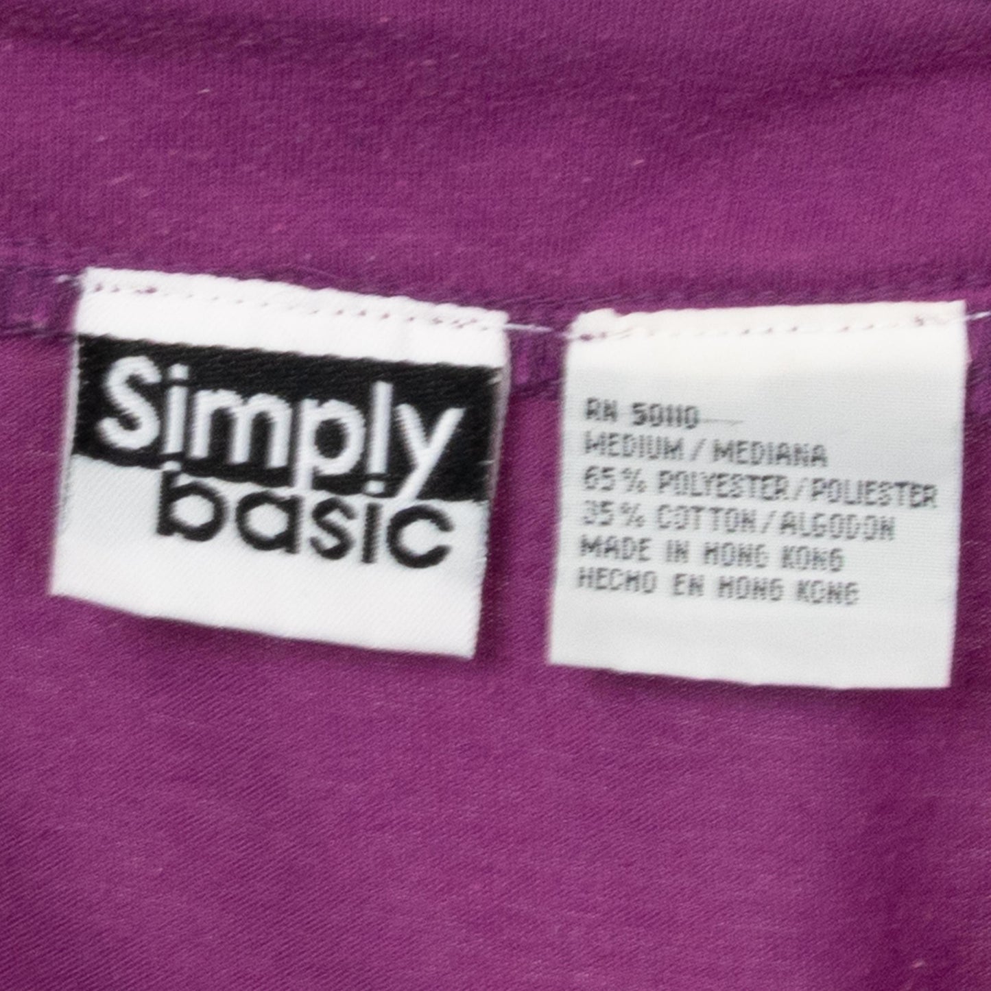 Vintage 90s Purple Henley Crop Top - Medium | Short Sleeve Cropped Shirt