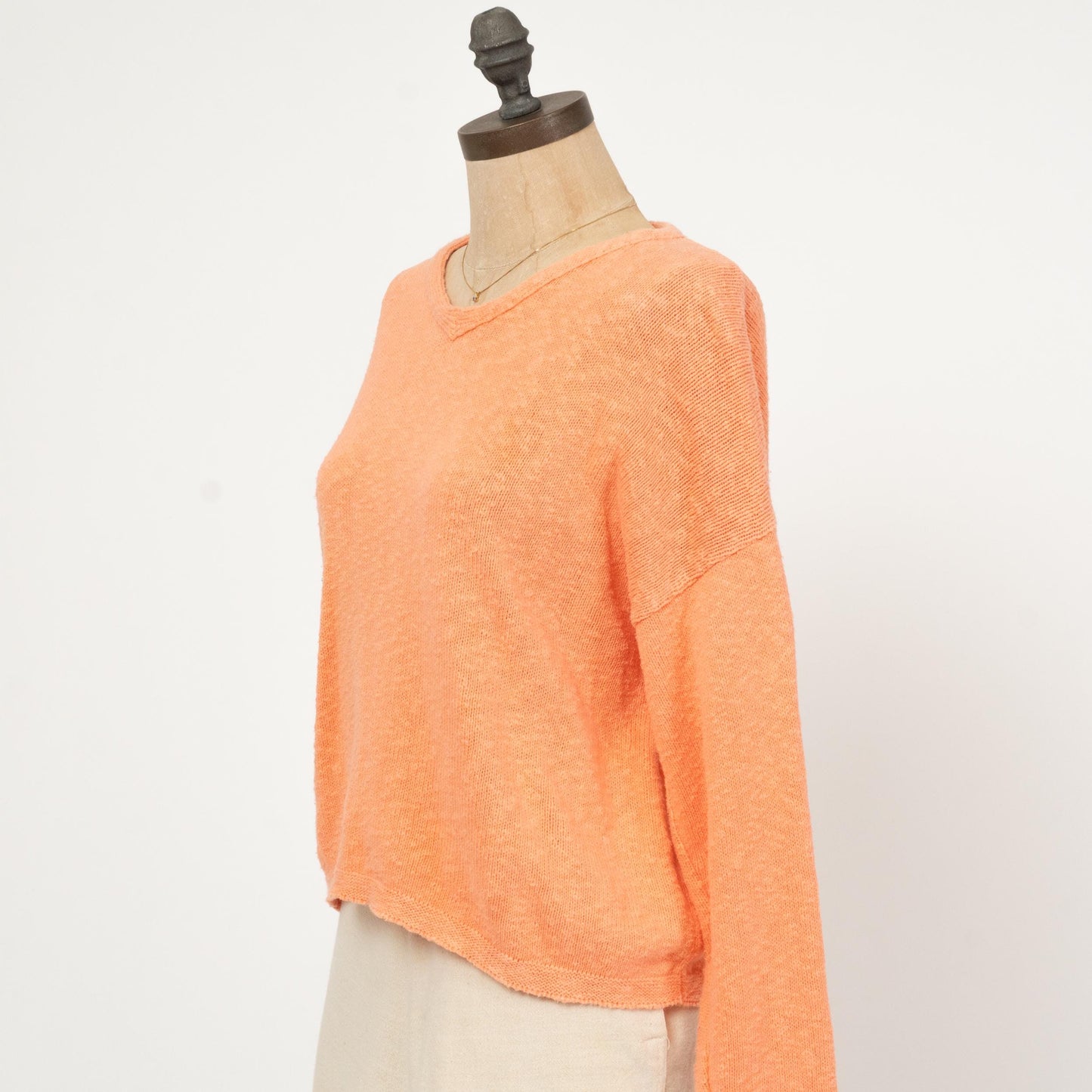 Vintage 90s Orange Sherbet Sweater - One Size | Slouchy Cropped Knit Pullover