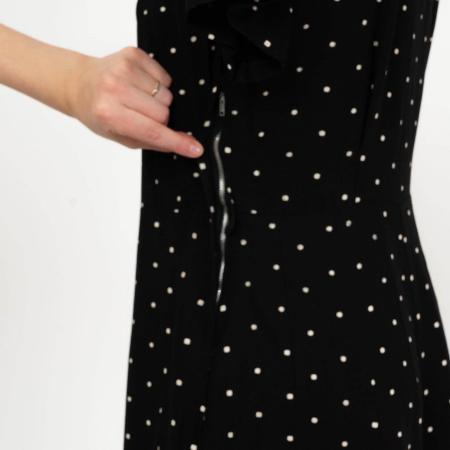 Vintage 50s Black & White Keyhole Mini Dress - Medium | Retro Fit Flare Day Dress
