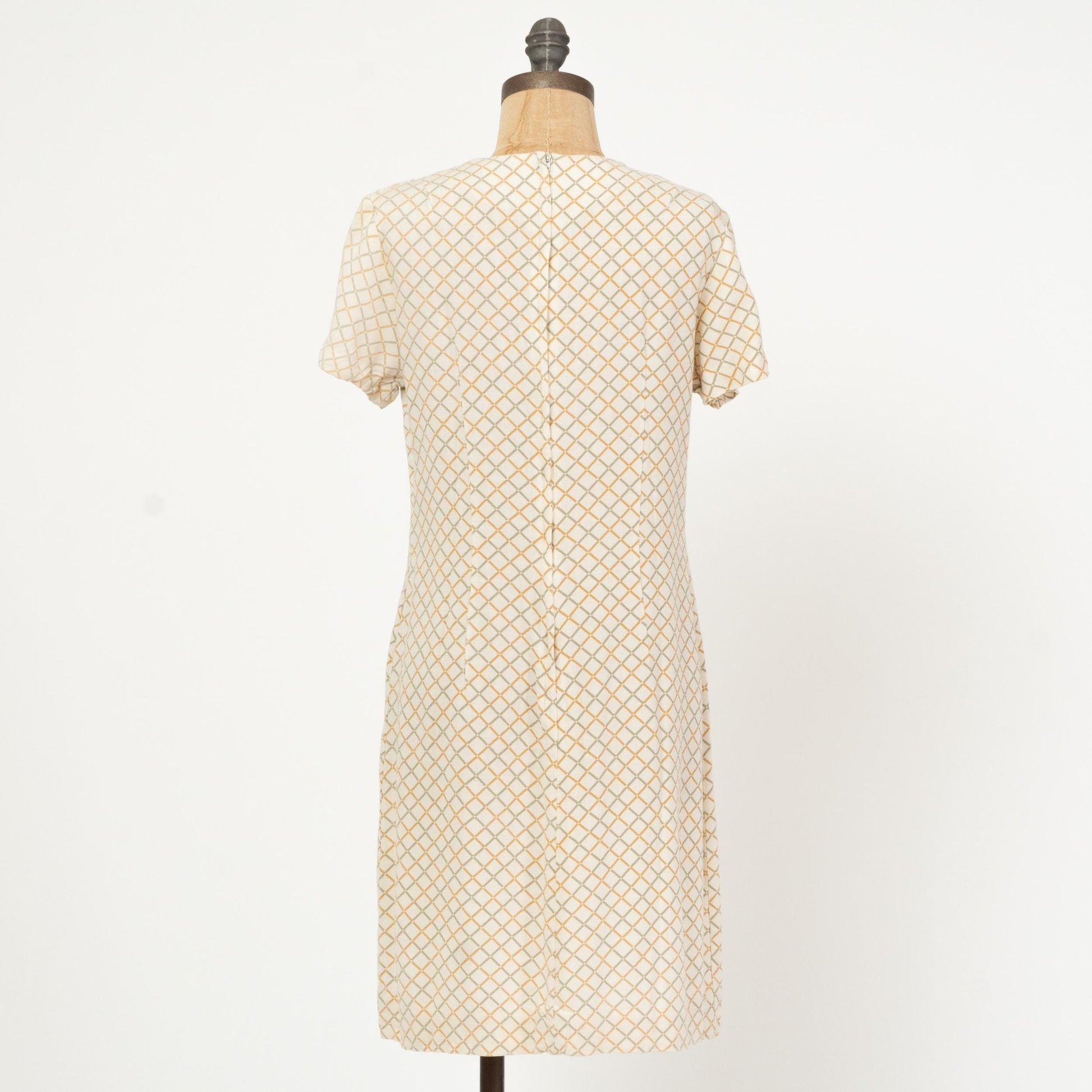 Vintage 60s Mod Diamond Print Shift Dress - Medium | Retro Shift Dress