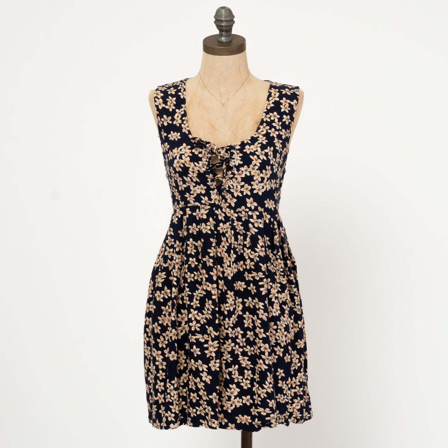 Vintage 90s Blue Floral Babydoll Mini Dress - Small | Boho Sleeveless Summer Sundress
