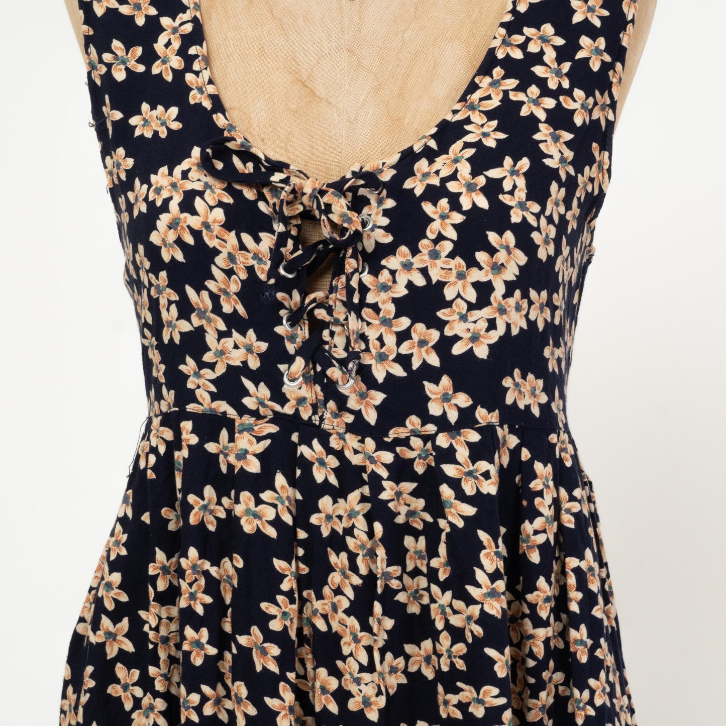 Vintage 90s Blue Floral Babydoll Mini Dress - Small | Boho Sleeveless Summer Sundress