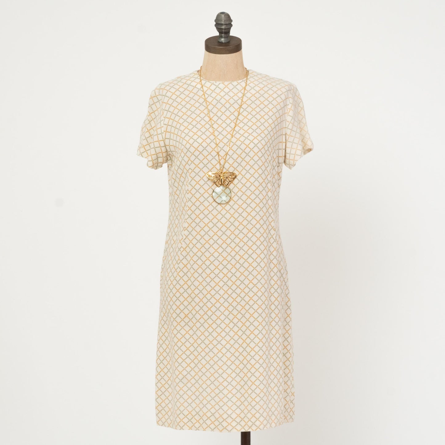 Vintage 60s Mod Diamond Print Shift Dress - Medium | Retro Shift Dress