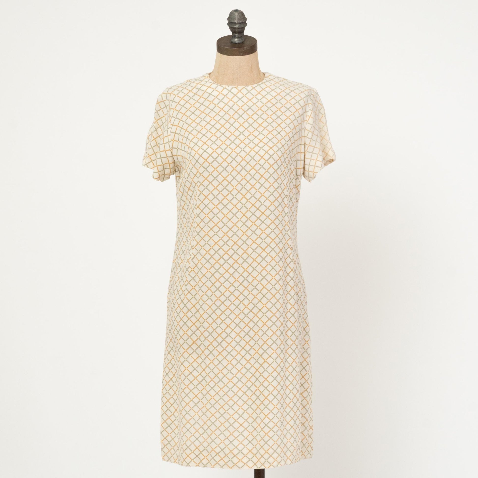 Vintage 60s Mod Diamond Print Shift Dress - Medium | Retro Shift Dress