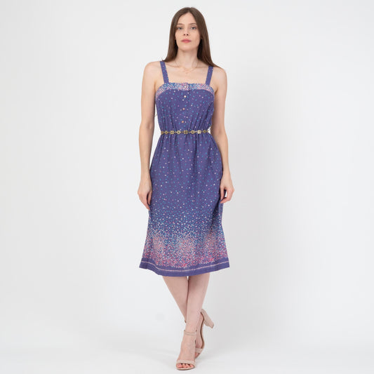 Vintage 70s Purple Falling Floral Sundress - Extra Small | Boho Summer Midi Dress