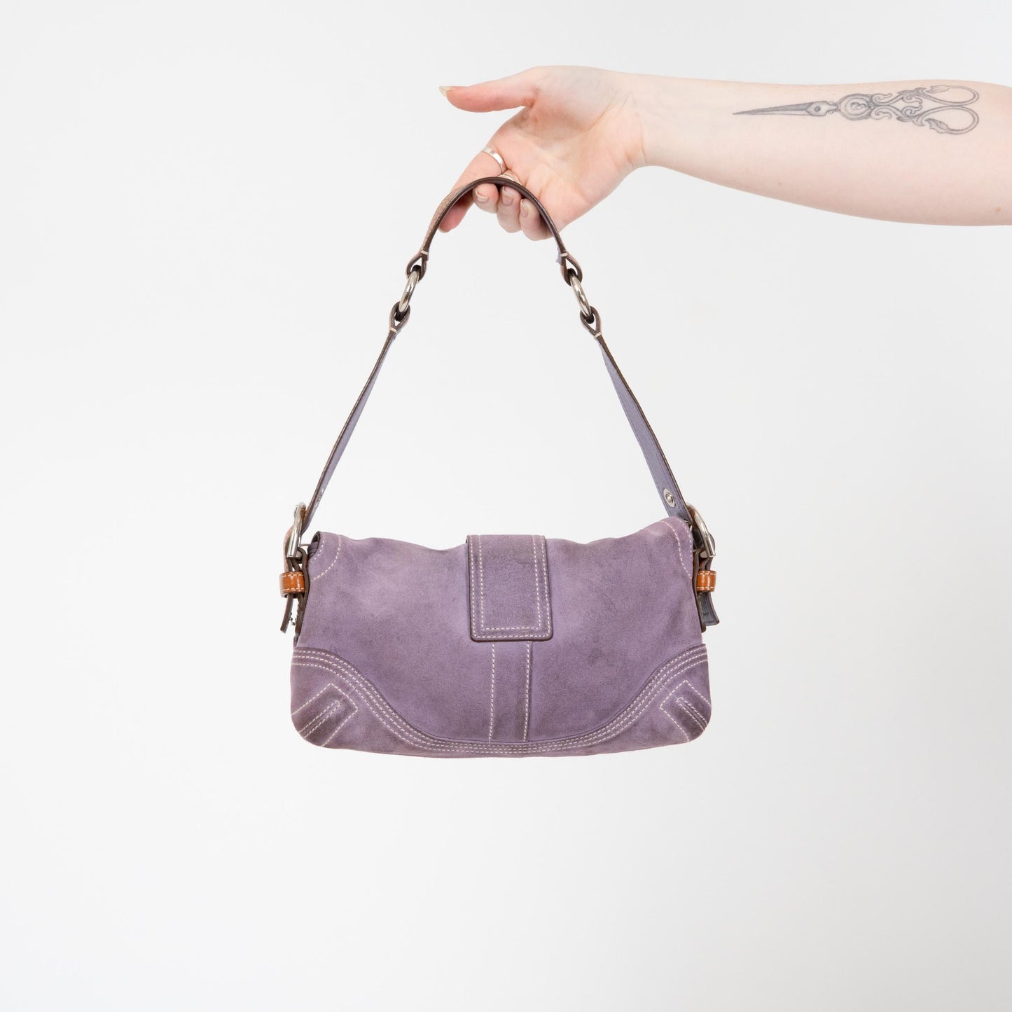 Vintage Y2K Coach Soho Purple Suede Shoulder Bag | #8A01 Designer Purse