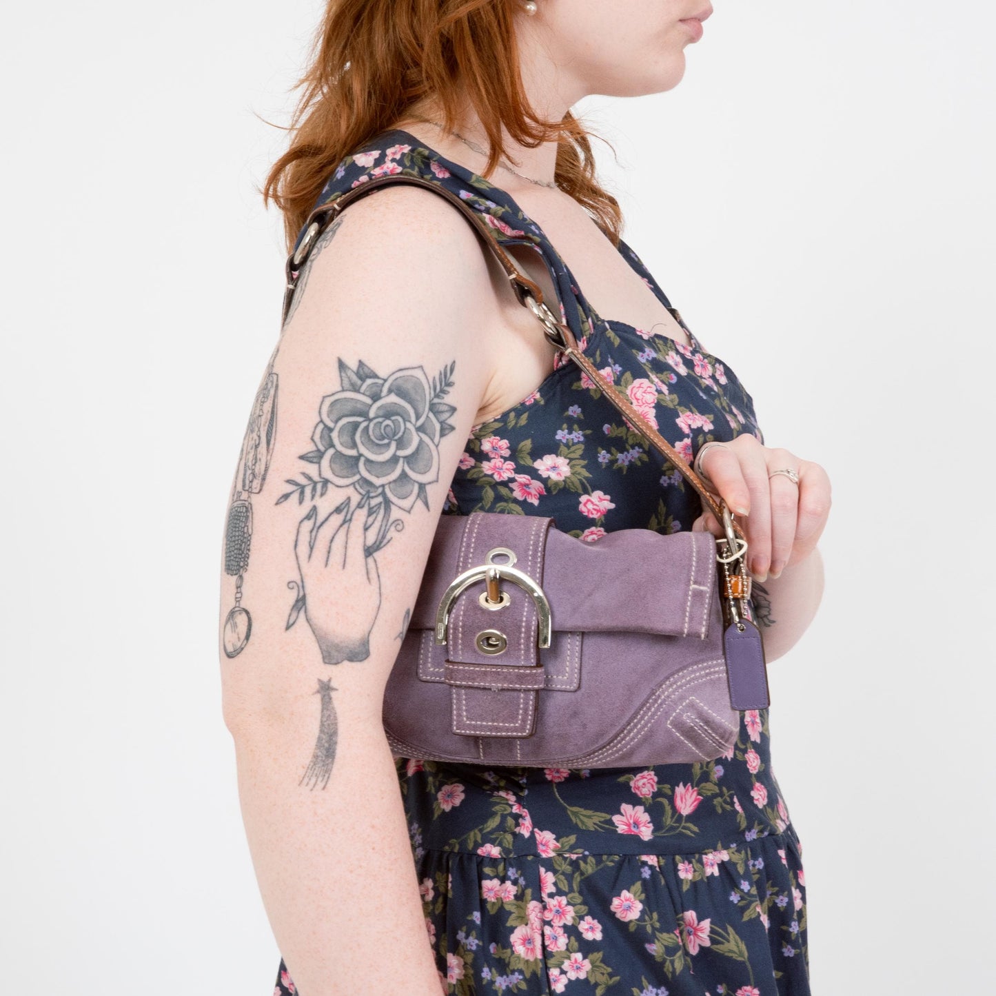 Vintage Y2K Coach Soho Purple Suede Shoulder Bag | #8A01 Designer Purse