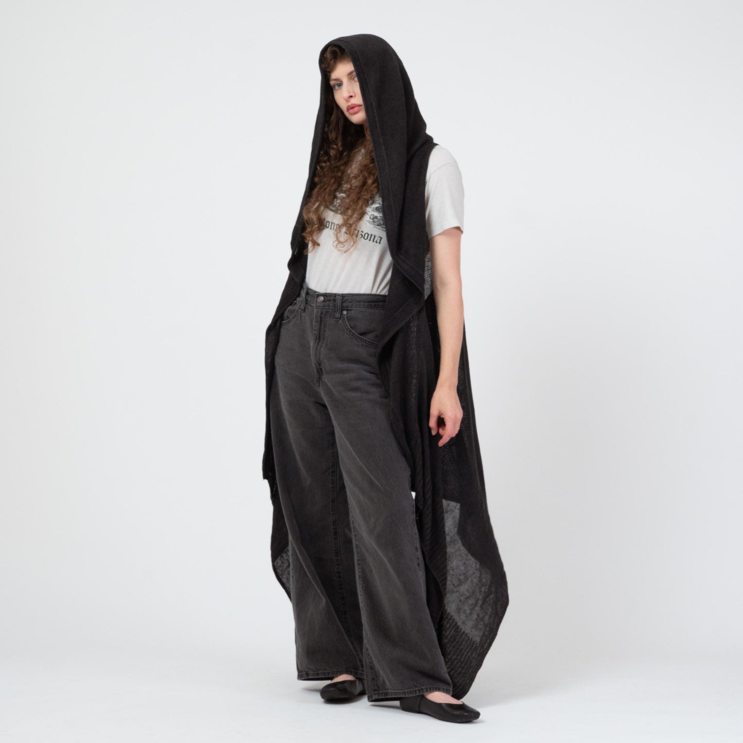 Nude:Masahiko Maruyama Black Knit Hooded Duster - One Size | Y2K Japanese Designer Unisex Longline Cardigan