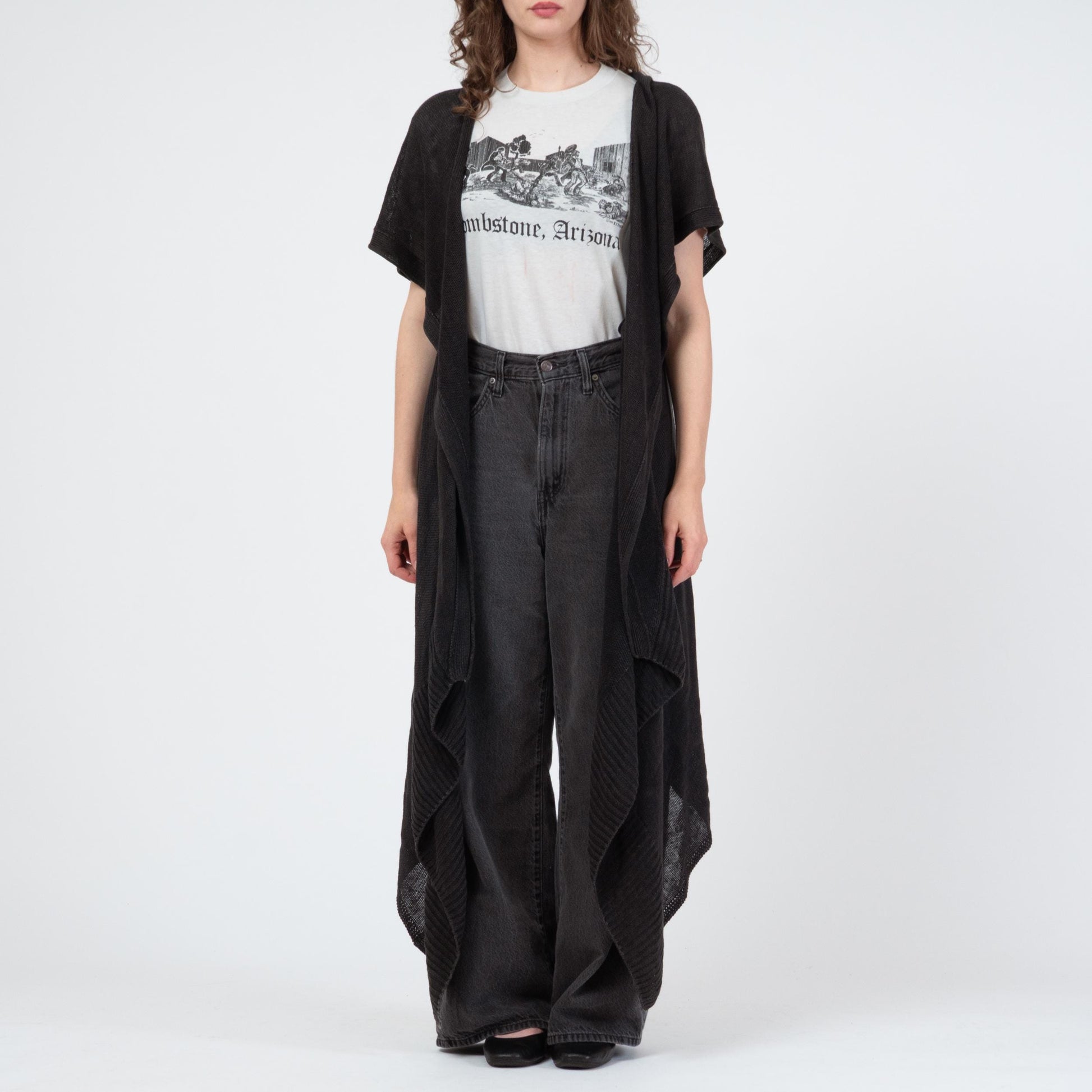 Nude:Masahiko Maruyama Black Knit Hooded Duster - One Size | Y2K Japanese Designer Unisex Longline Cardigan