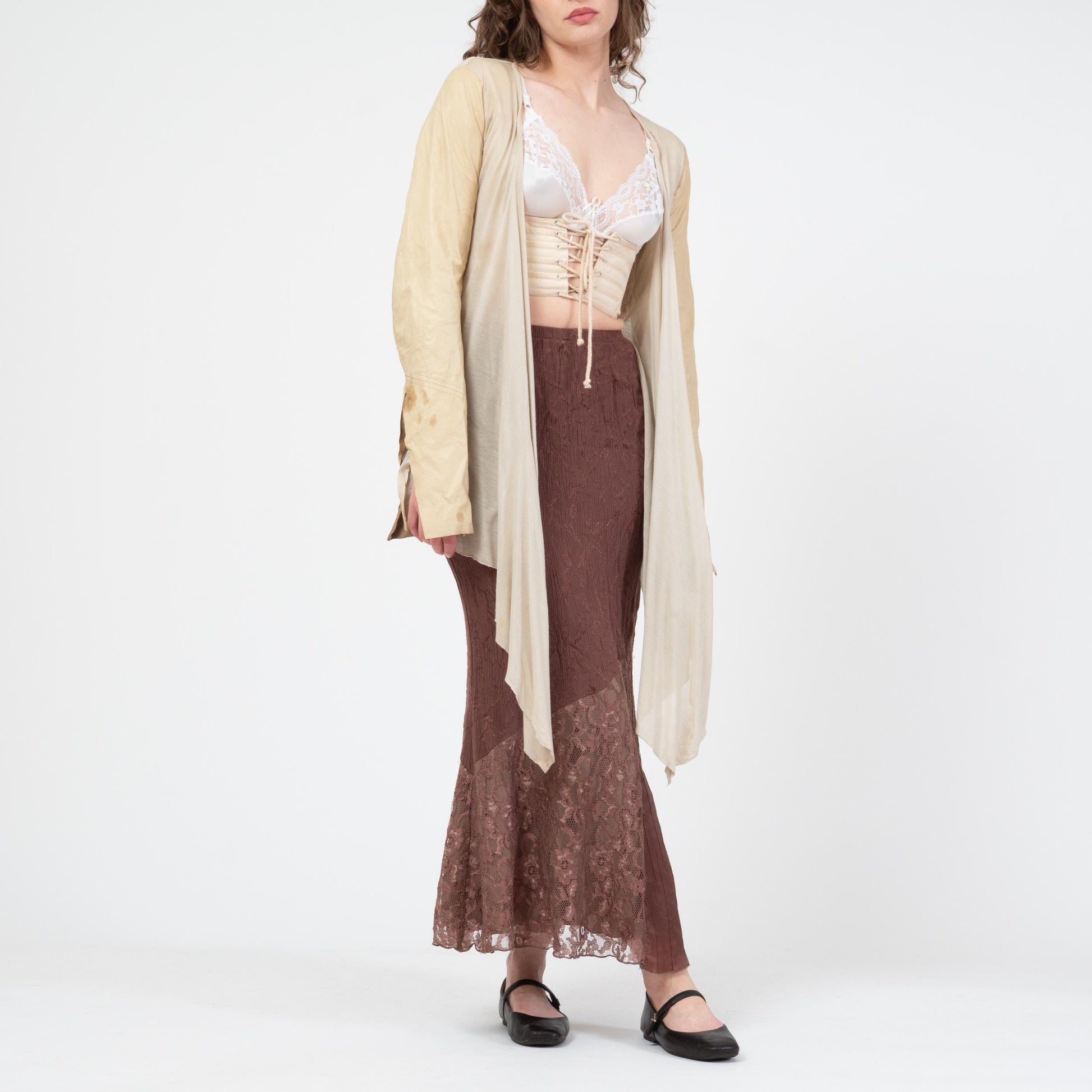 Rick Owens Citroen SS04 Asymmetric Draped Cardigan - Medium | Y2K Designer Leather Sleeve Wrap Top