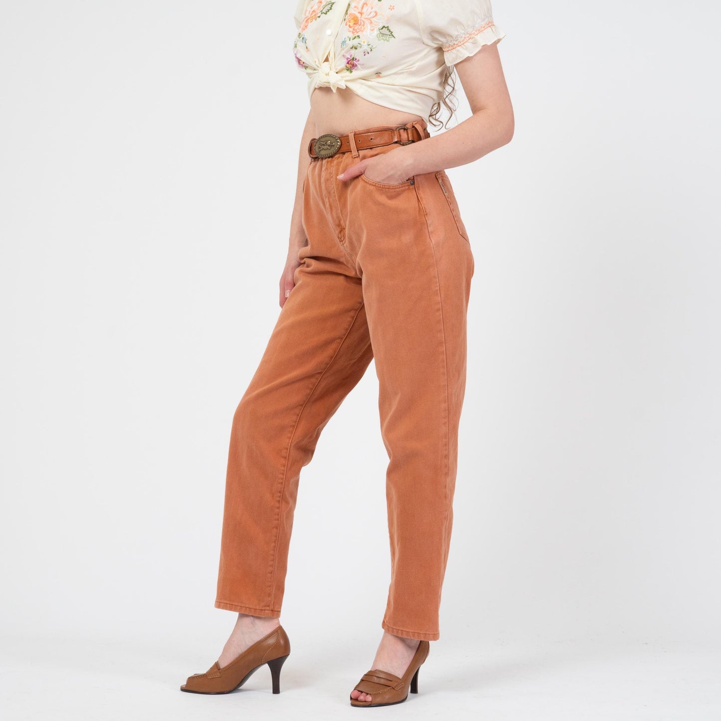 Vintage 90s Burnt Orange High Waisted Jeans - Medium, 29" Waist | Colorful Denim Mom Jeans