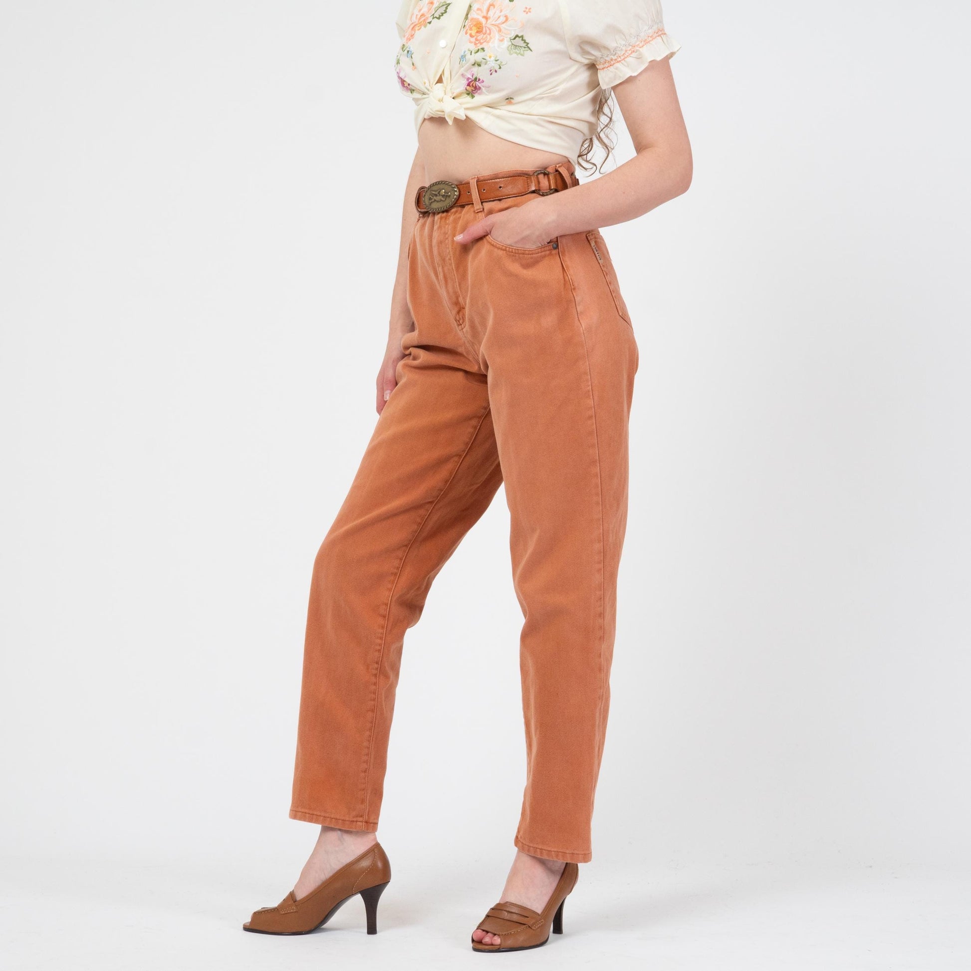 Vintage 90s Burnt Orange High Waisted Jeans - Medium, 29" Waist | Colorful Denim Mom Jeans