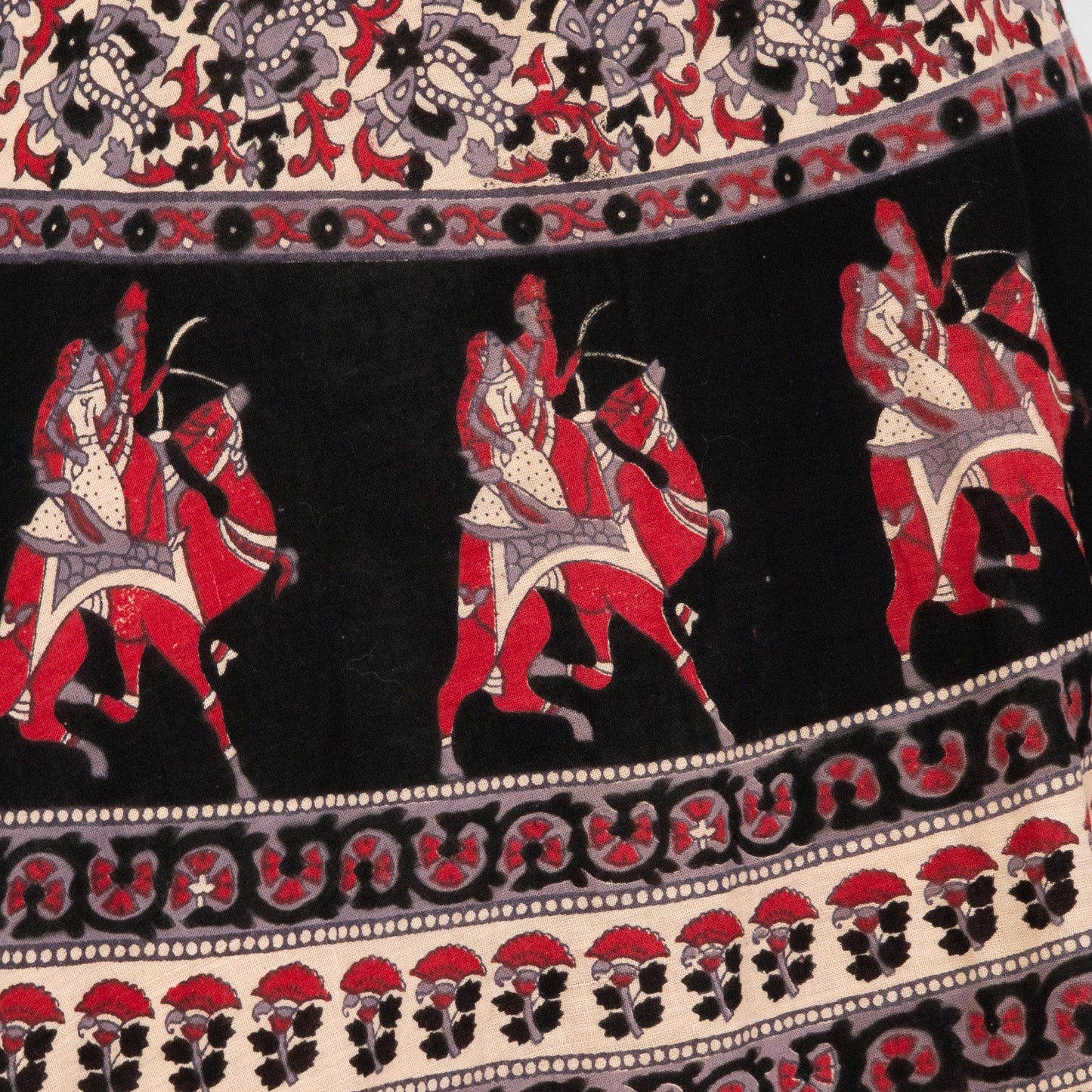 Vintage 70s Indian Block Print Midi Skirt - Small | Boho Batik Elephant Print Hippie Skirt