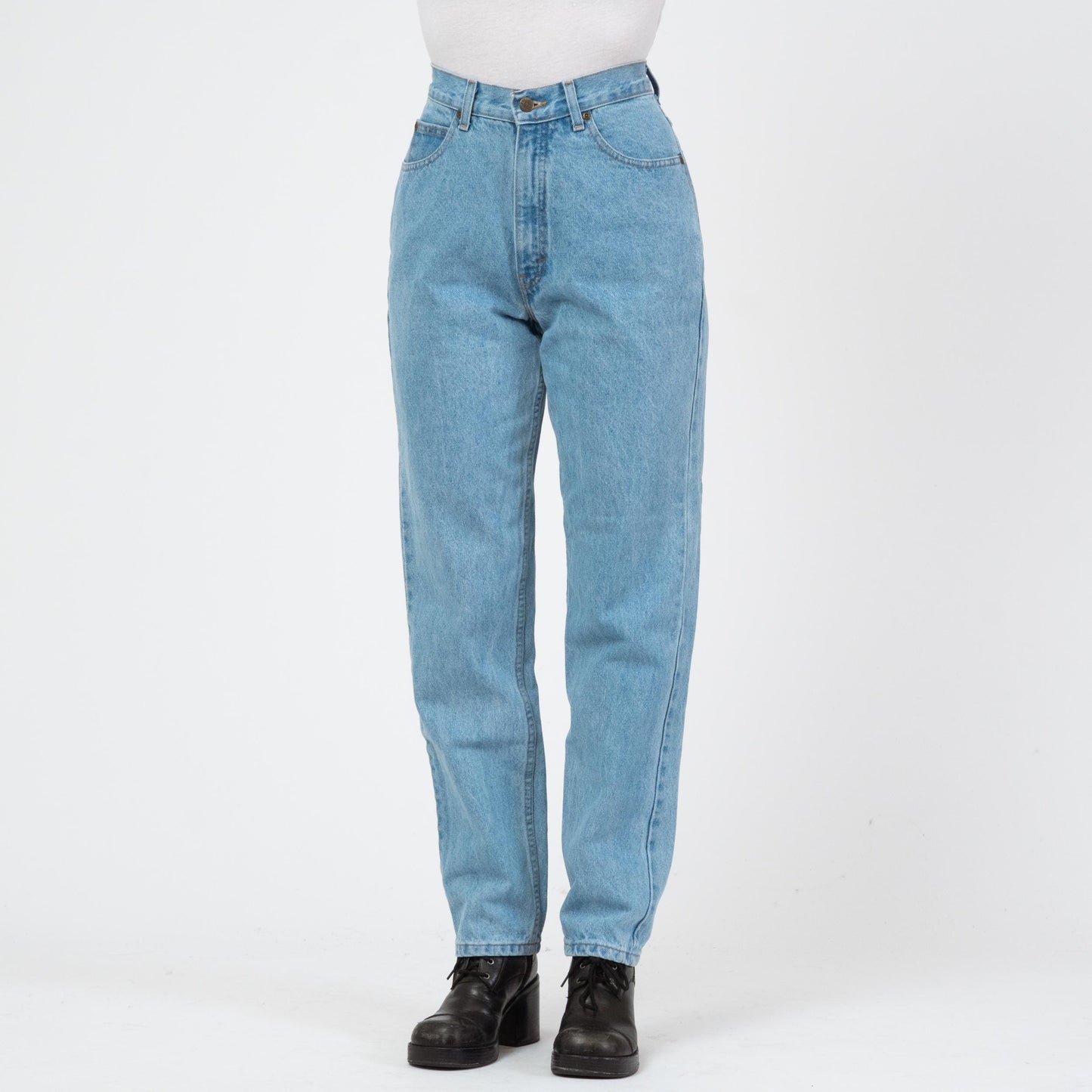 Vintage 90s Light Wash High Waisted Jeans - Medium, 28" Waist | Tapered Leg Mom Jeans