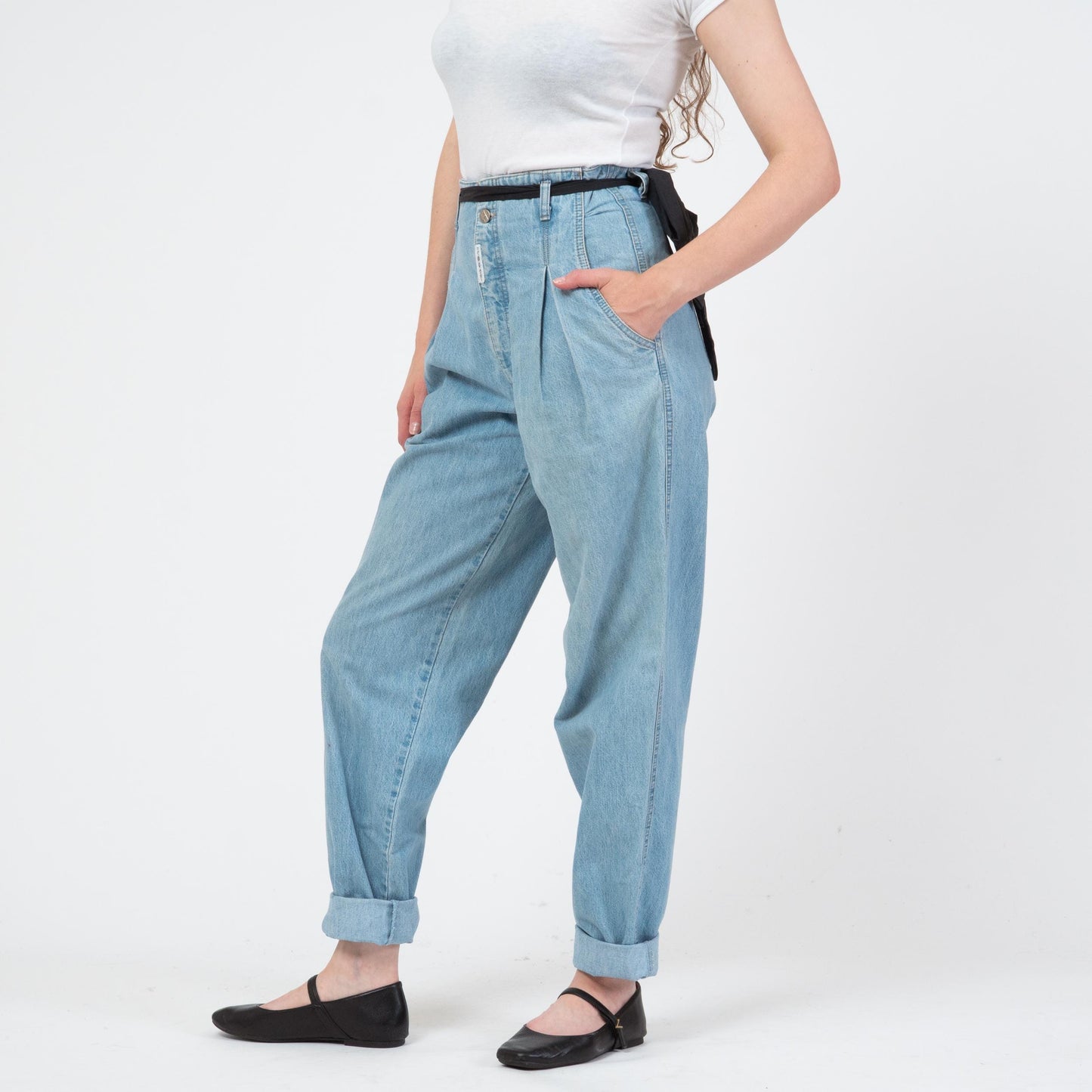 Vintage 80s Z Cavaricci Pleated Parachute Jeans - Medium, 28" Waist | High Rise Denim Streetwear Grunge Jeans