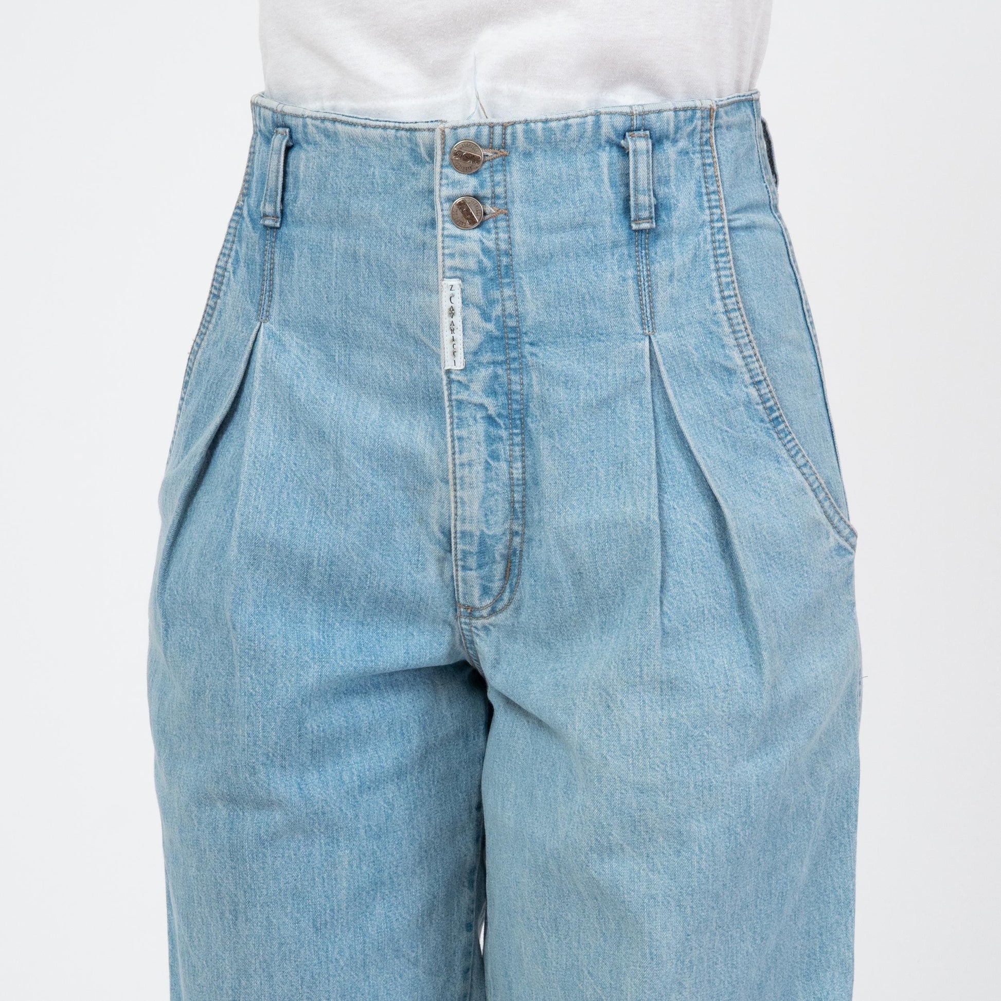 Vintage 80s Z Cavaricci Pleated Parachute Jeans - Medium, 28" Waist | High Rise Denim Streetwear Grunge Jeans