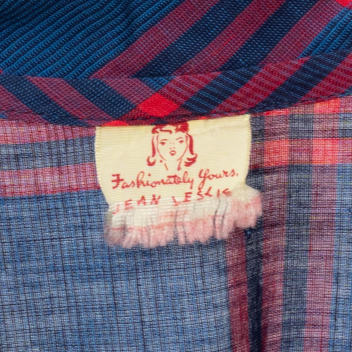 Vintage 40s 50s Blue & Red Plaid Shirtwaist Dress - Small | Retro Midi Fit Flare Day Dress