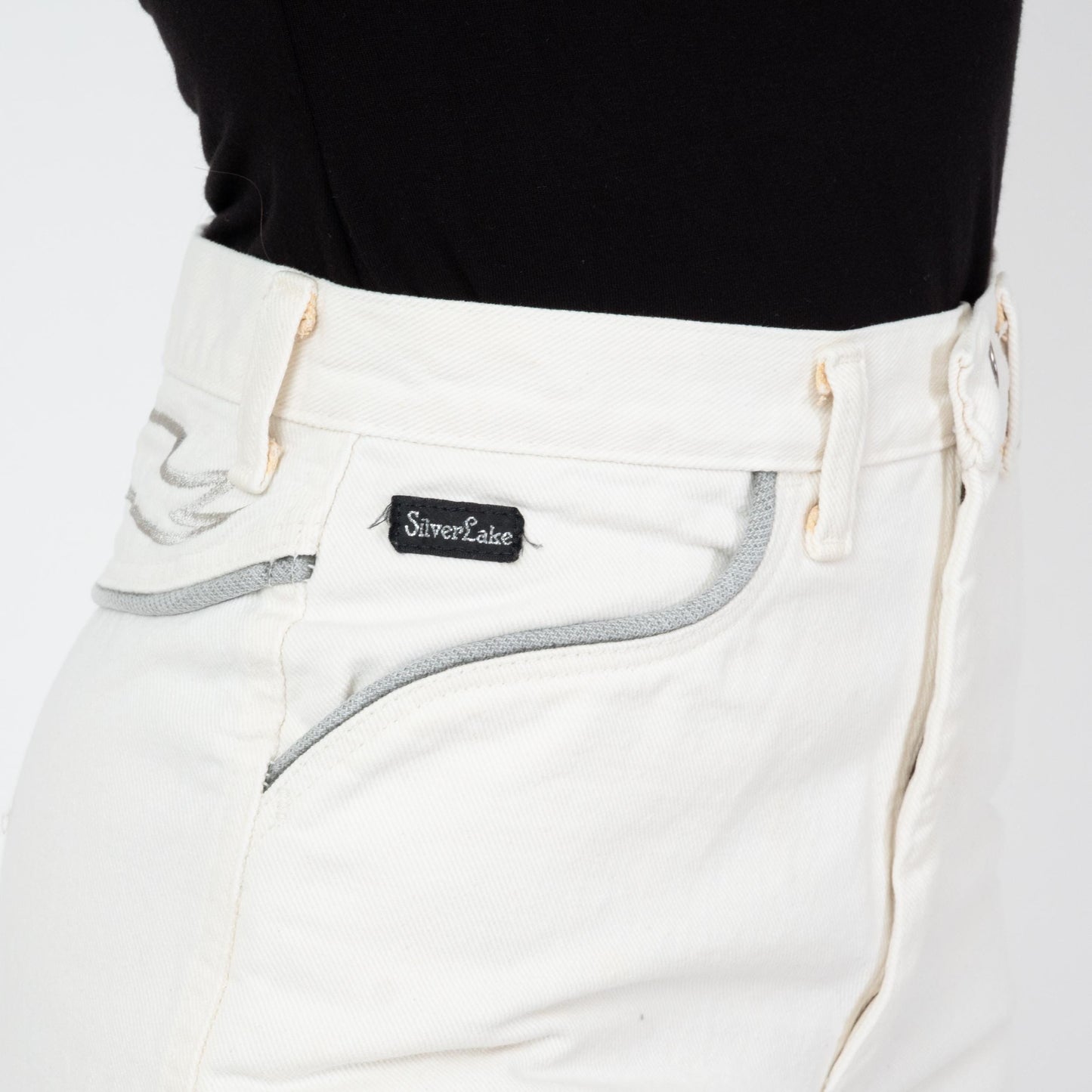 Vintage 80s Wrangler Silver Lake White Western Jeans - Small, 26" Waist | High Waisted Yoke Trim Slim Leg Jeans