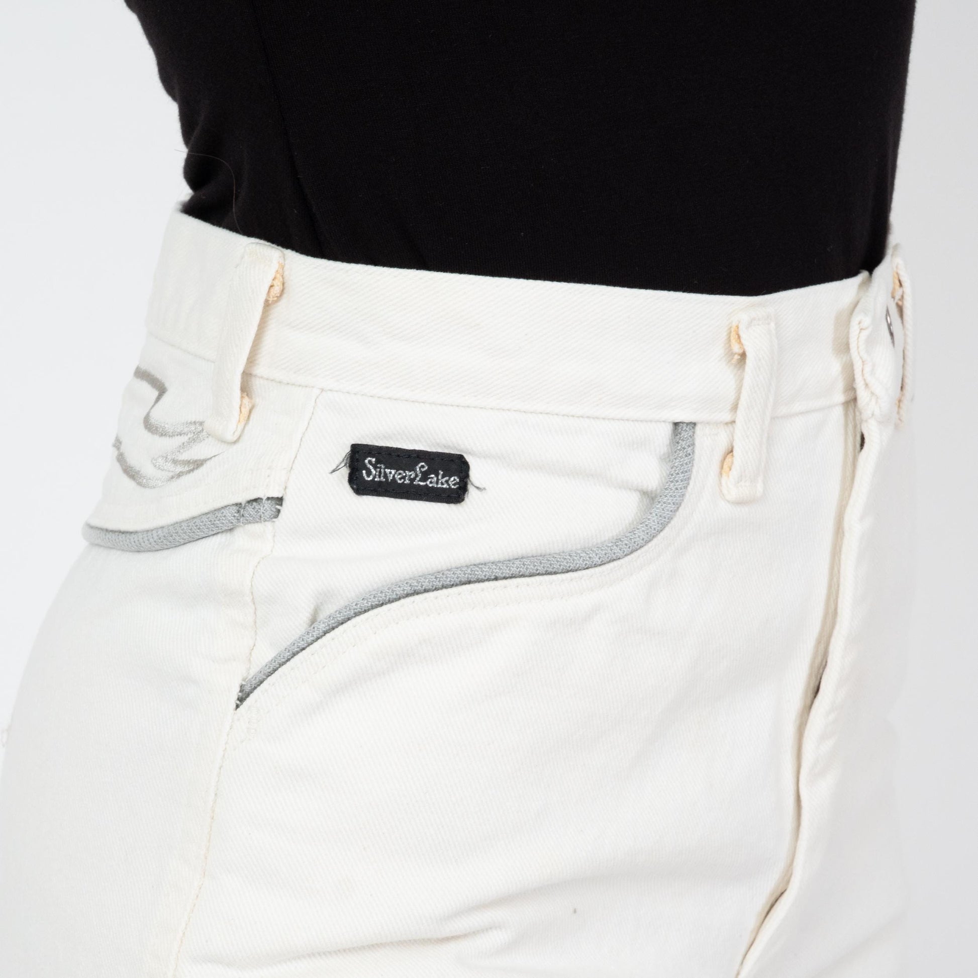Vintage 80s Wrangler Silver Lake White Western Jeans - Small, 26" Waist | High Waisted Yoke Trim Slim Leg Jeans
