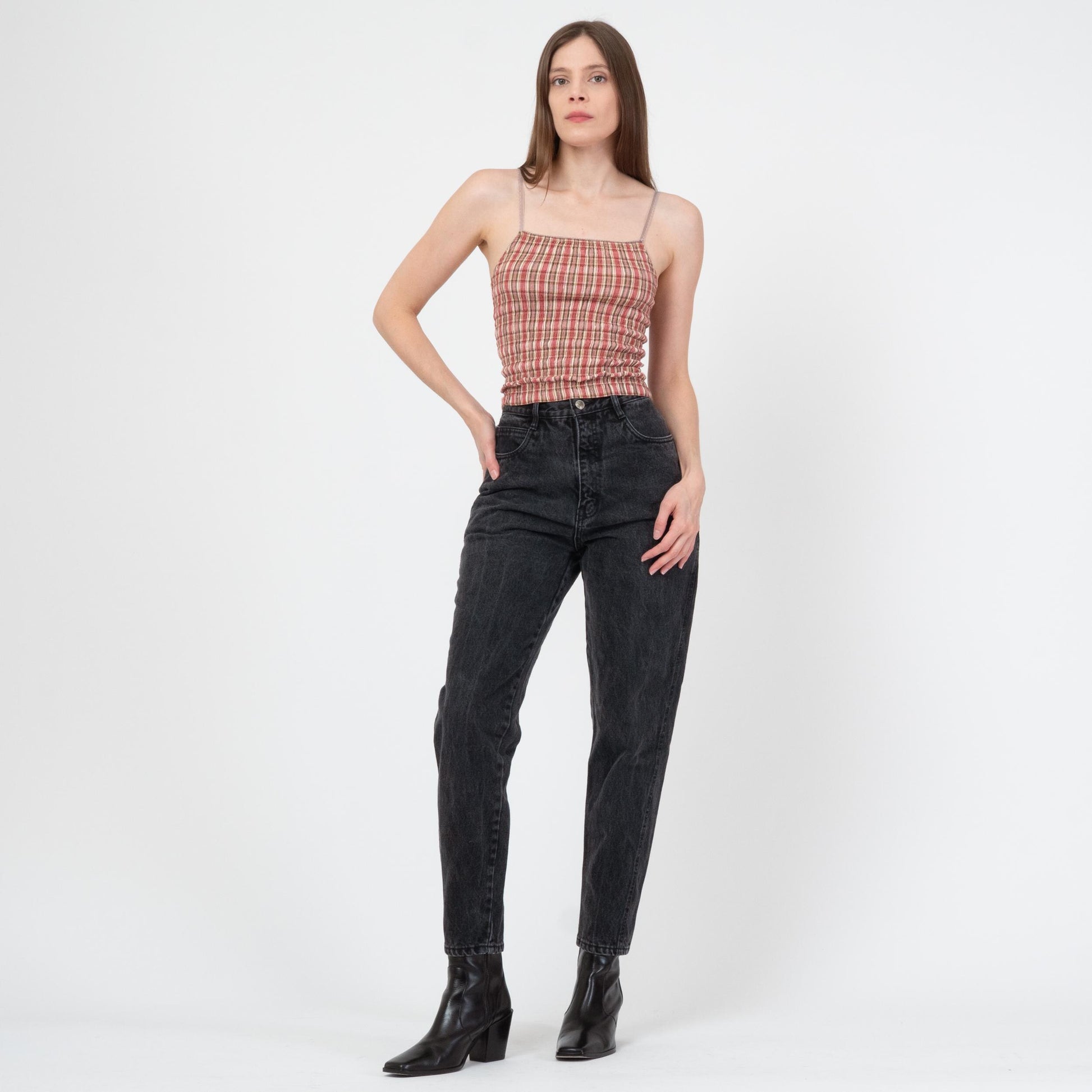 Vintage 90s Faded Black High Waisted Jeans - Medium, 28" Waist | Bill Blass Denim Mom Jeans