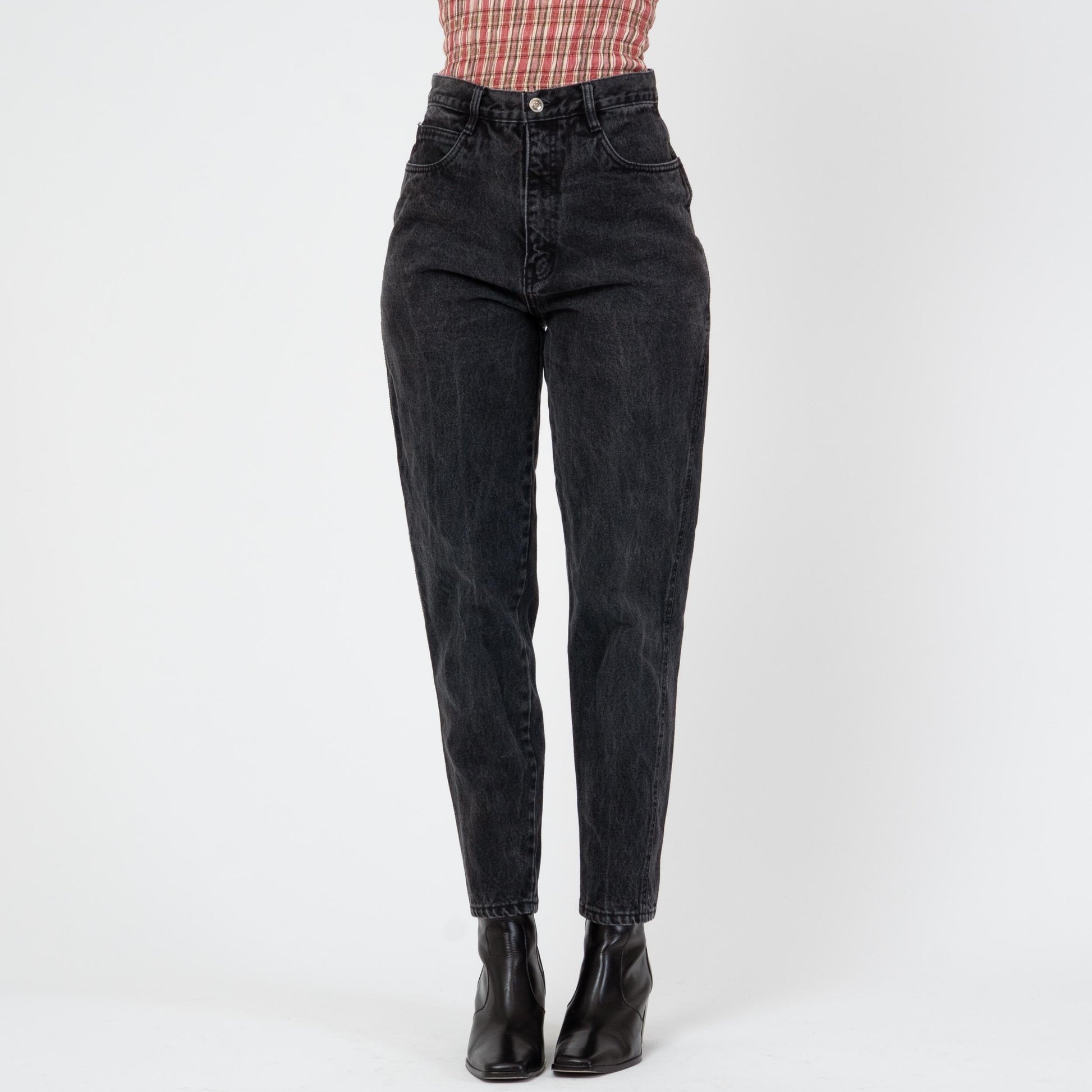 Vintage 90s Faded Black High Waisted Jeans - Medium, 28" Waist | Bill Blass Denim Mom Jeans