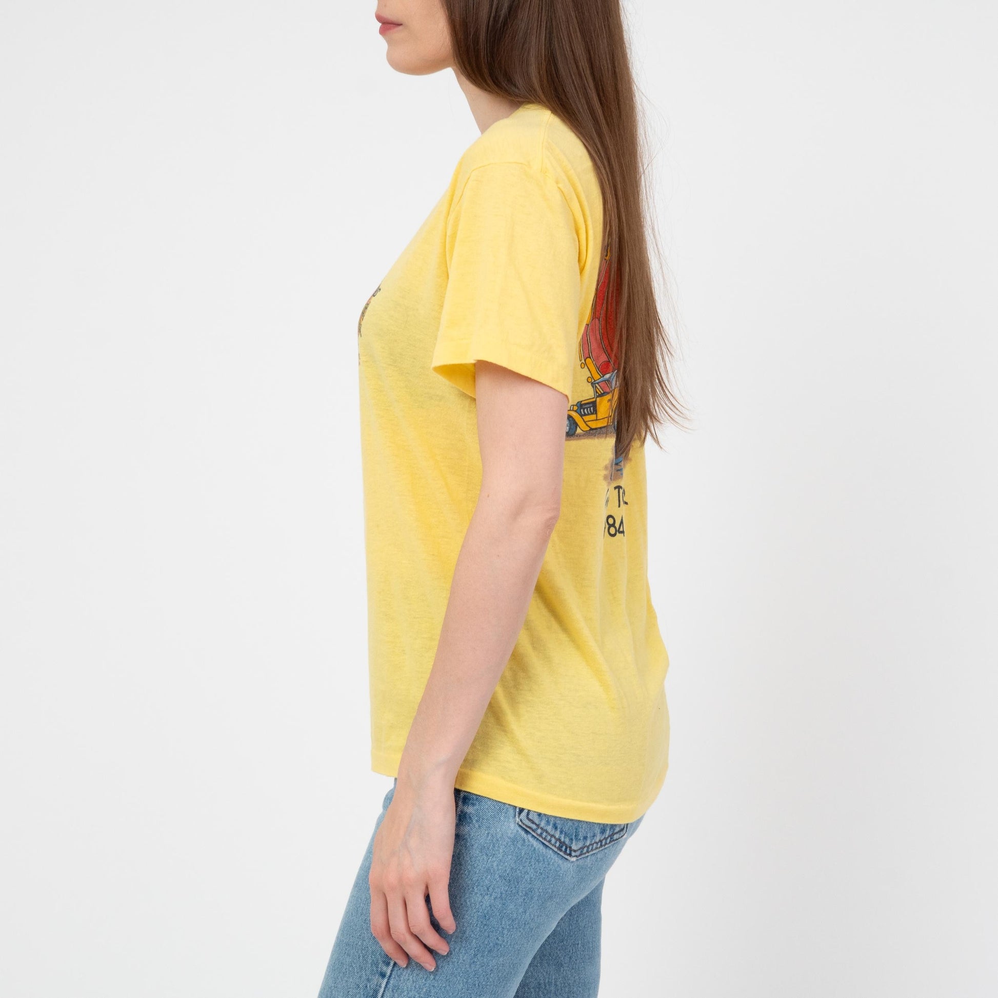 Vintage 80s Beach Boys Tour T Shirt - Unisex Medium | 1984 Yellow Graphic Classic Rock Band Tee