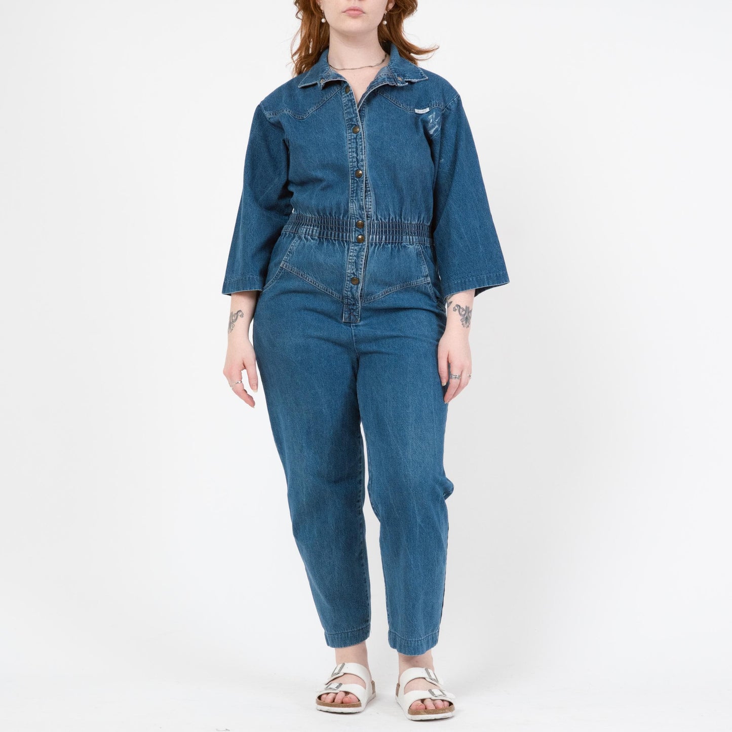 Vintage 80s Denim Coverall Jumpsuit - Medium to Large | Dreams Blue Jean Grunge Workwear Boiler Suit