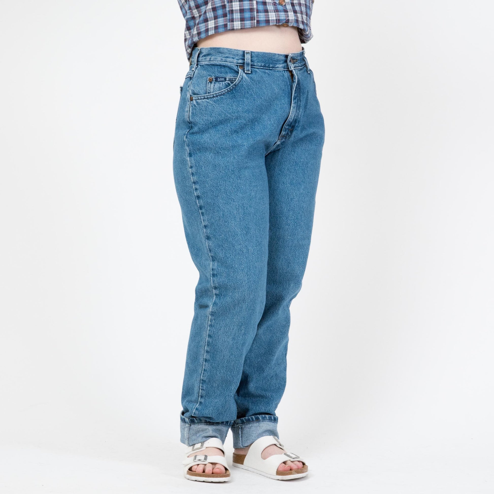 Vintage 90s Lee High Waisted Mom Jeans - Large, 32" Waist | Grunge Tapered Leg Denim