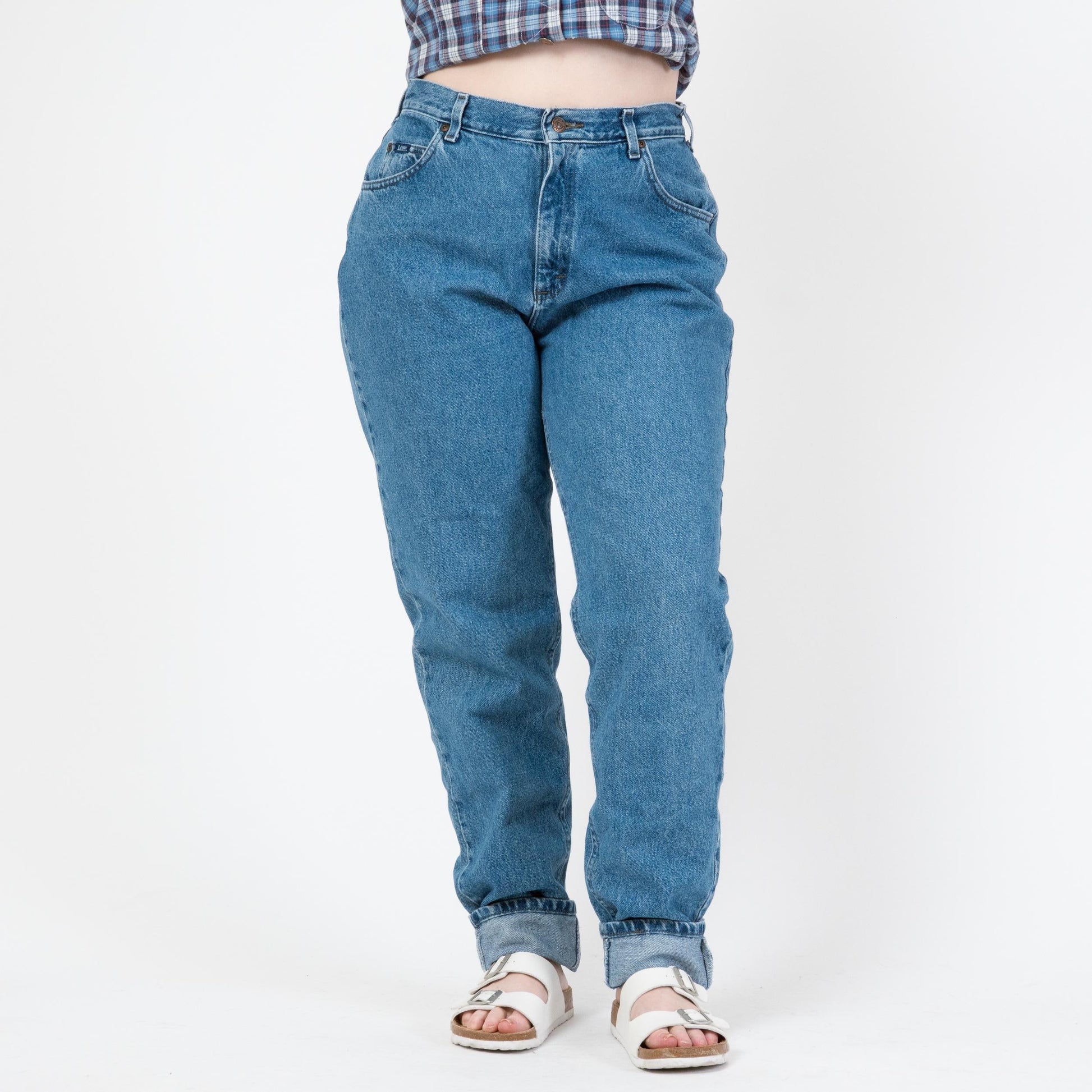 Vintage 90s Lee High Waisted Mom Jeans - Large, 32" Waist | Grunge Tapered Leg Denim