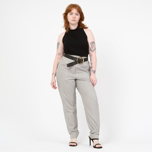 Vintage Y2K Emanuel Ungaro Plaid Trousers - Large, 32" Waist | Black & White High Waisted Pants
