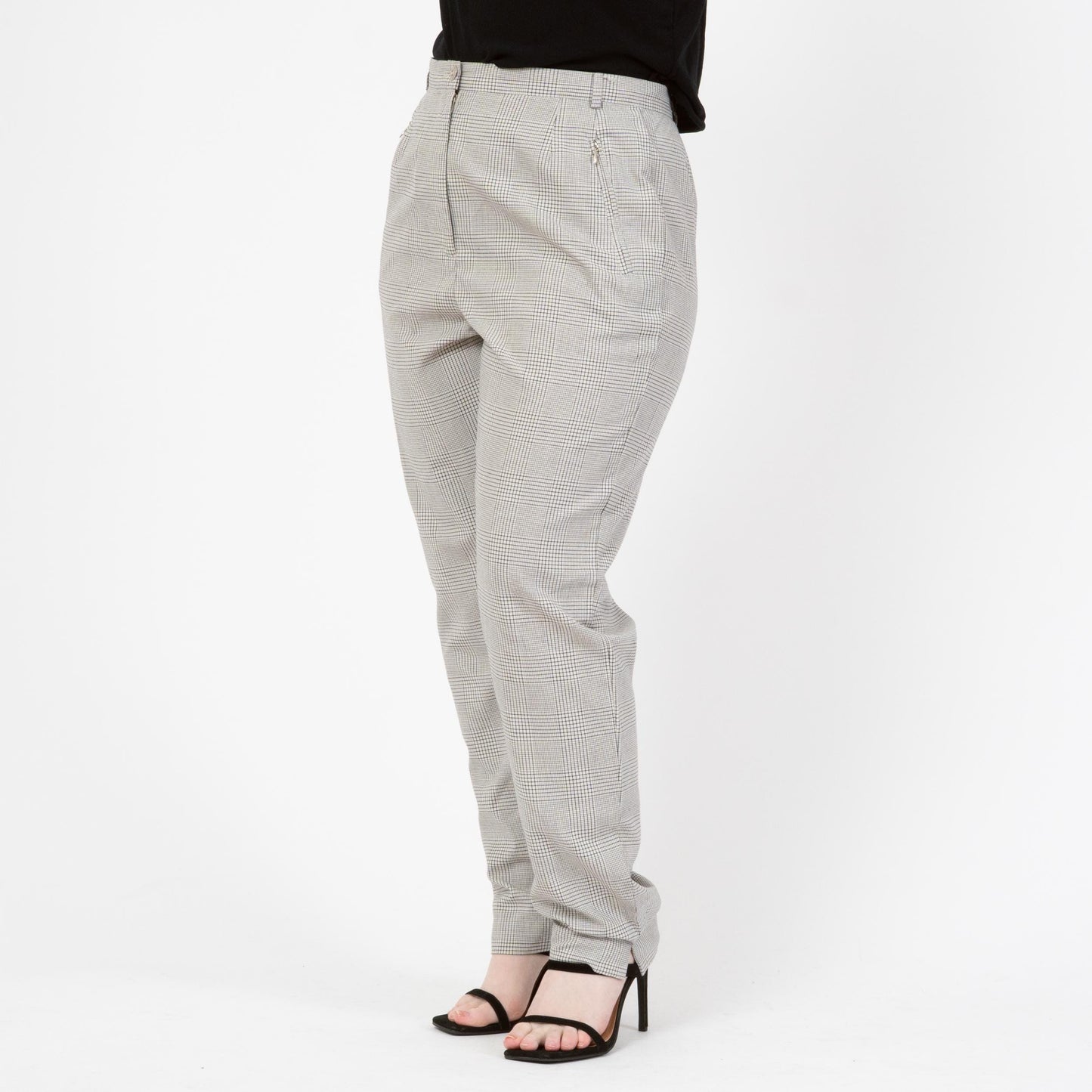 Vintage Y2K Emanuel Ungaro Plaid Trousers - Large, 32" Waist | Black & White High Waisted Pants