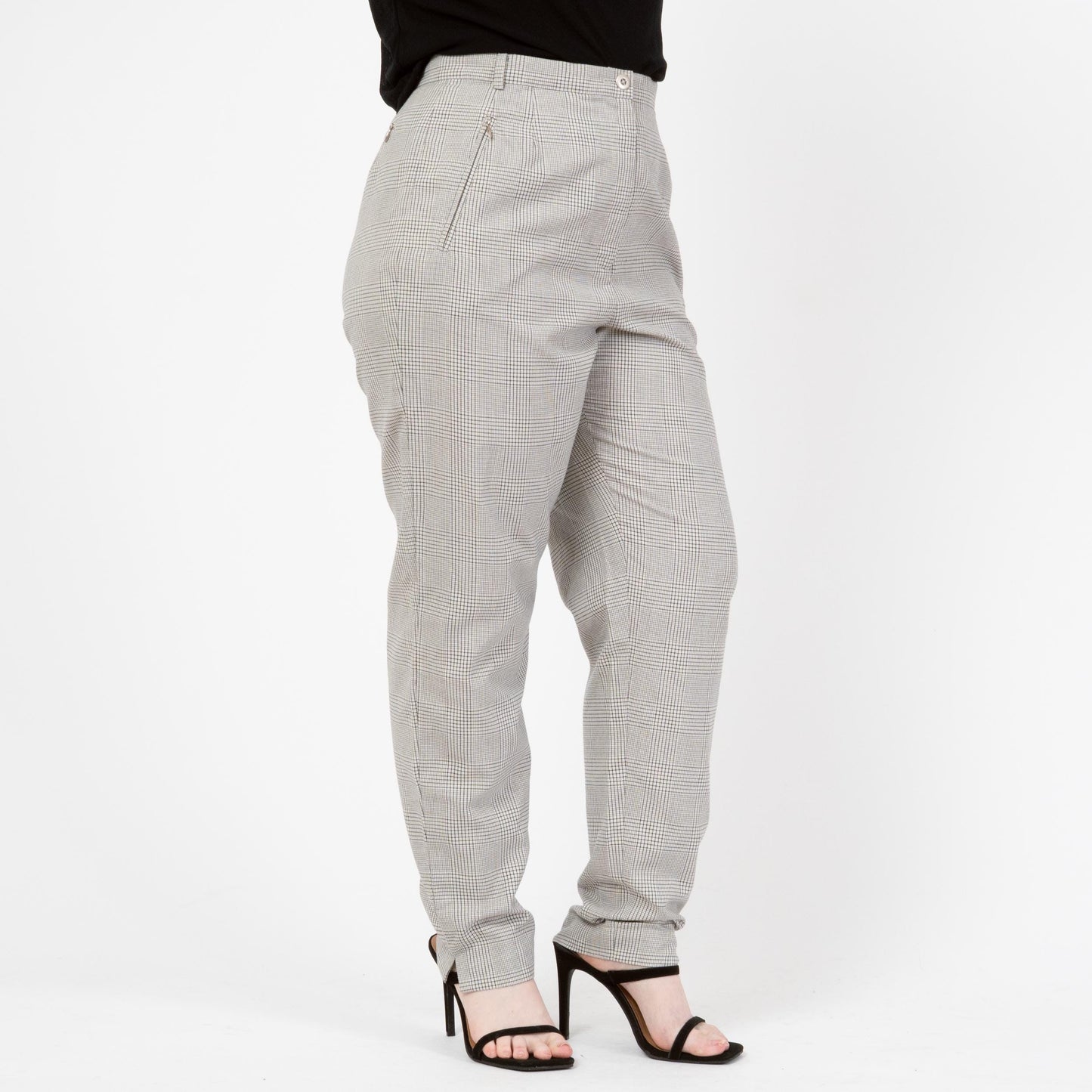 Vintage Y2K Emanuel Ungaro Plaid Trousers - Large, 32" Waist | Black & White High Waisted Pants