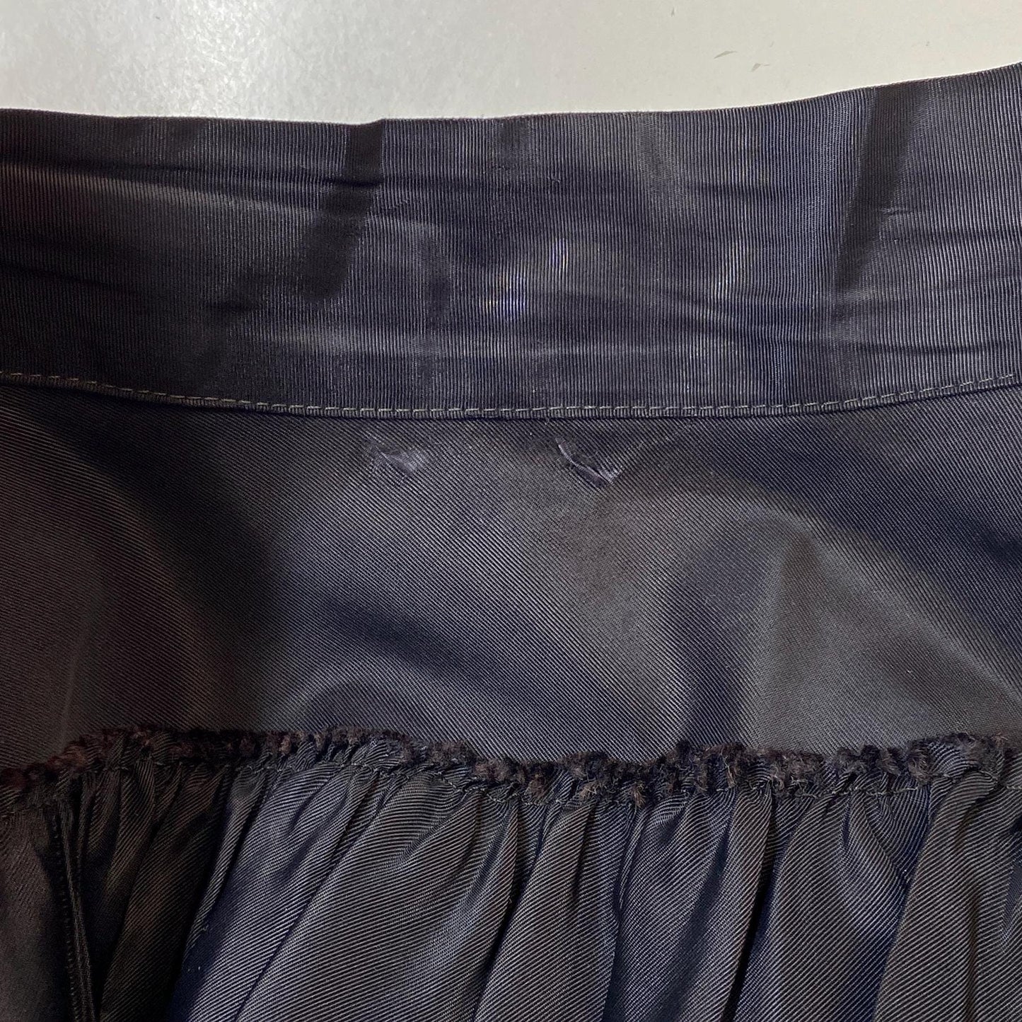 Vintage 50s Tiered Black Taffeta Ruffle Skirt - Extra Small, 25" Waist | 1950s High Waisted Midi Tutu Cupcake Skirt