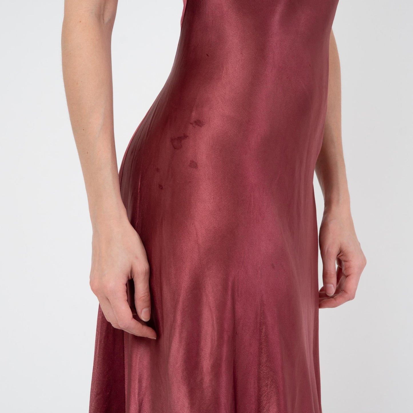 Vintage 30s Wine Red Satin Puff Sleeve Evening Gown, As Is - Extra Small | 1930s Bias Cut Maxi Dress