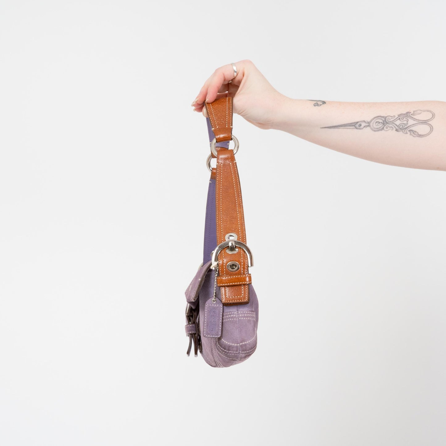 Vintage Y2K Coach Soho Purple Suede Shoulder Bag | #8A01 Designer Purse