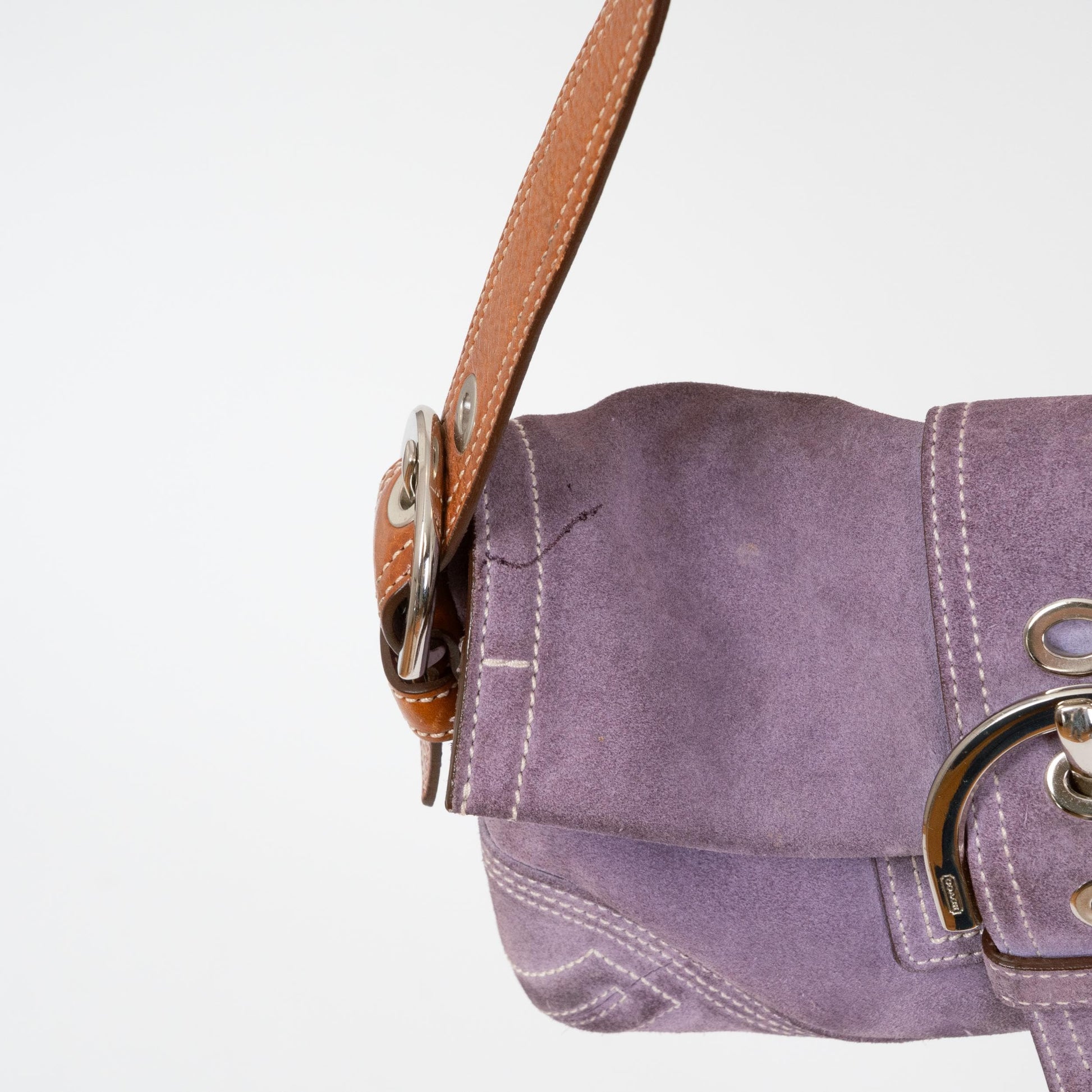 Vintage Y2K Coach Soho Purple Suede Shoulder Bag | #8A01 Designer Purse
