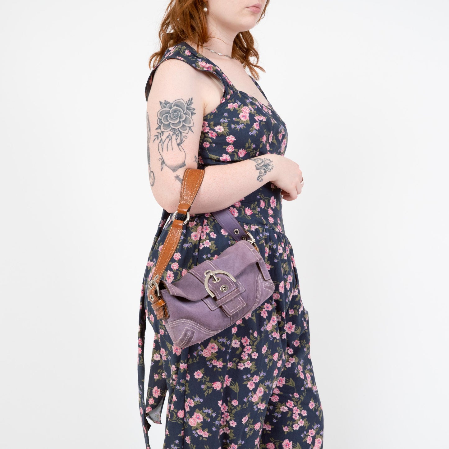 Vintage Y2K Coach Soho Purple Suede Shoulder Bag | #8A01 Designer Purse