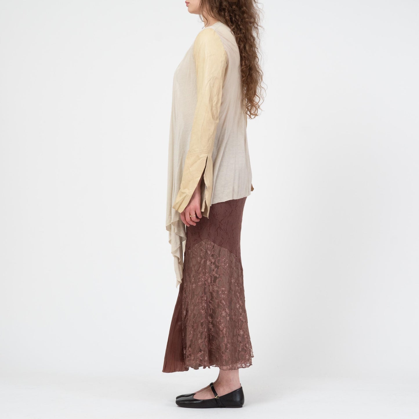 Rick Owens Citroen SS04 Asymmetric Draped Cardigan - Medium | Y2K Designer Leather Sleeve Wrap Top