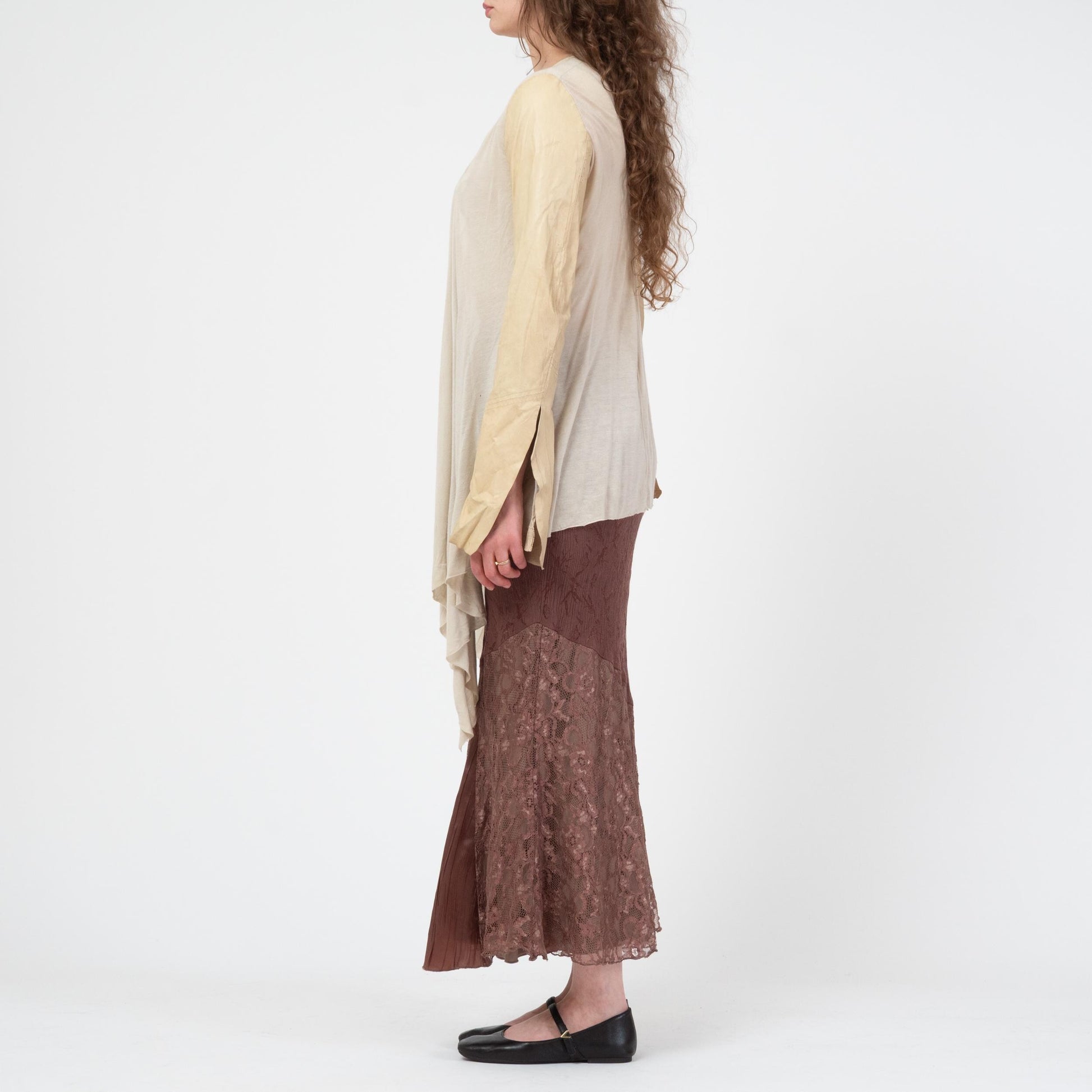 Rick Owens Citroen SS04 Asymmetric Draped Cardigan - Medium | Y2K Designer Leather Sleeve Wrap Top
