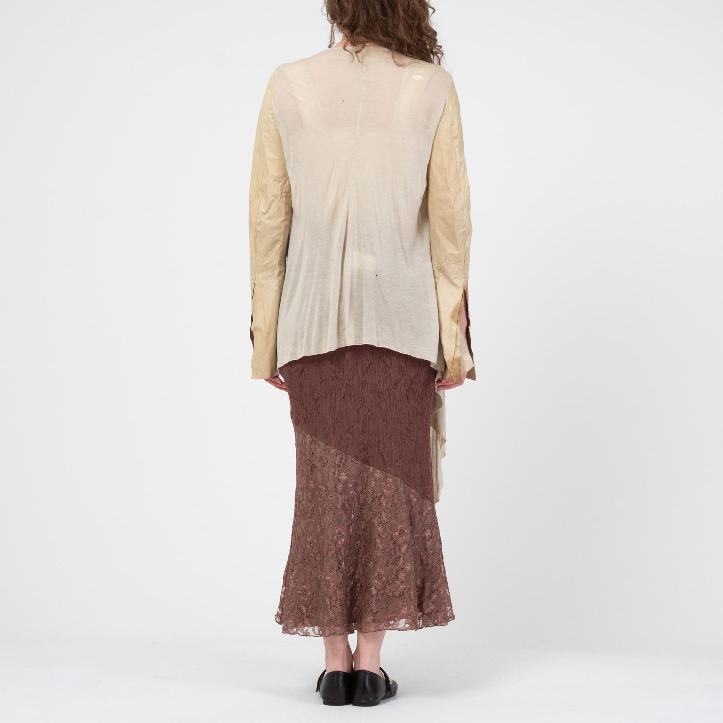 Rick Owens Citroen SS04 Asymmetric Draped Cardigan - Medium | Y2K Designer Leather Sleeve Wrap Top