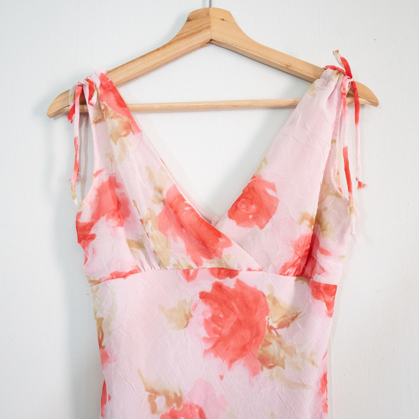 Vintage 90s Pink Floral Crinkle Party Dress - Small | Boho Sleeveless Summer Fairy Sundress
