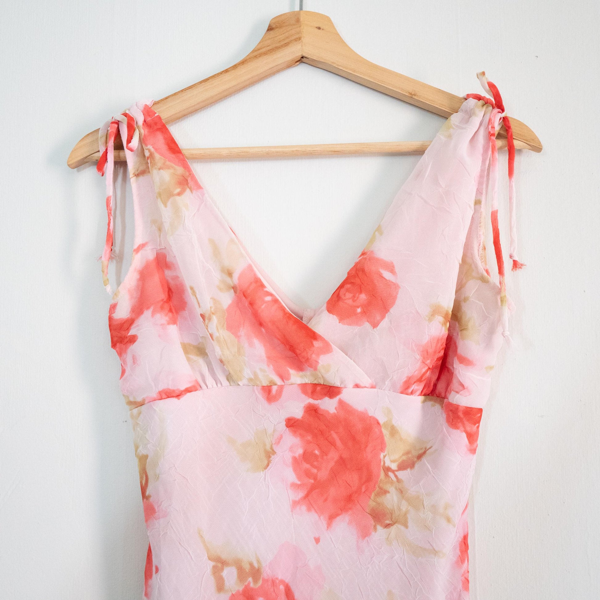 Vintage 90s Pink Floral Crinkle Party Dress - Small | Boho Sleeveless Summer Fairy Sundress