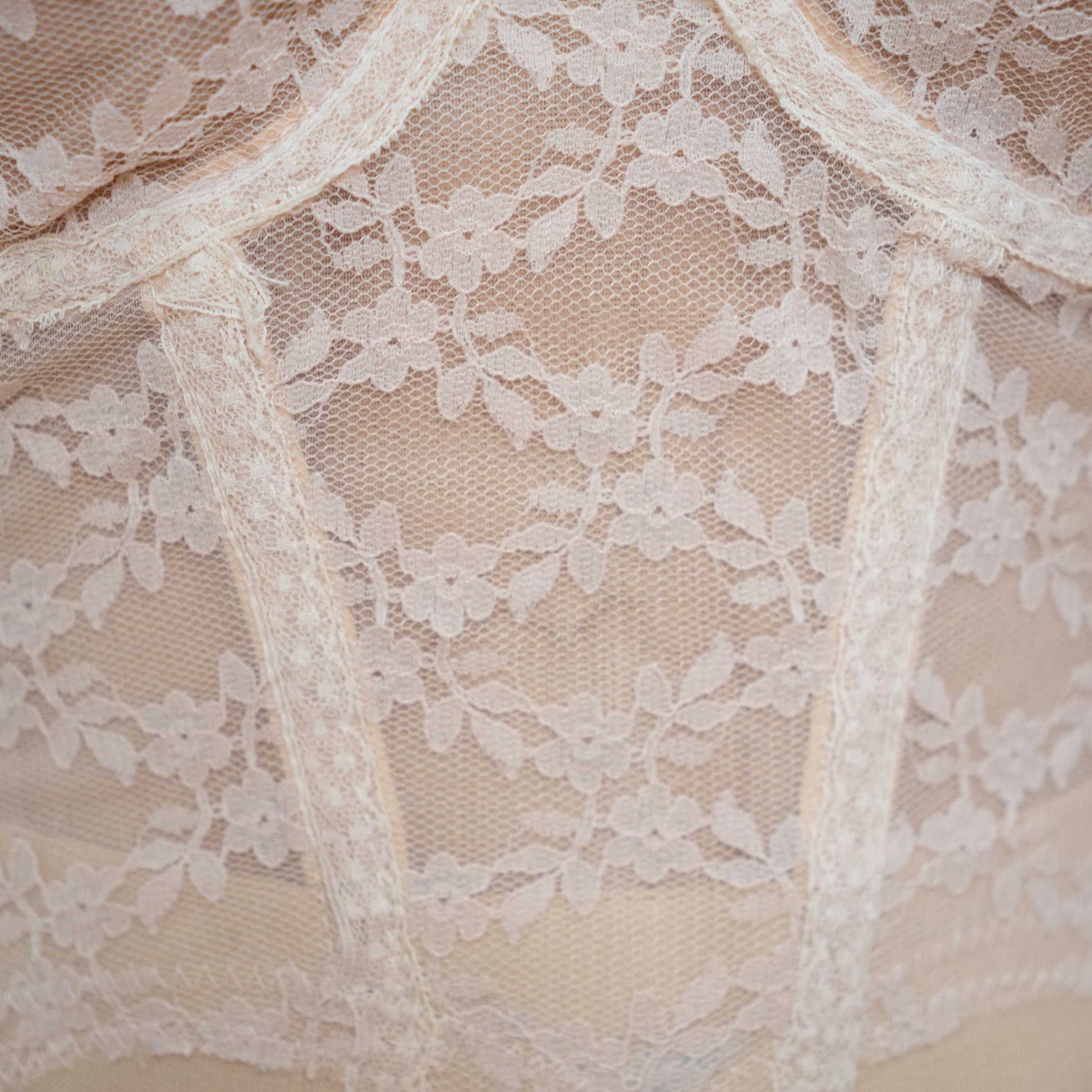 Vintage 80s Sheer Nude Lace Bustier - 34C | Lingerie Corset Top
